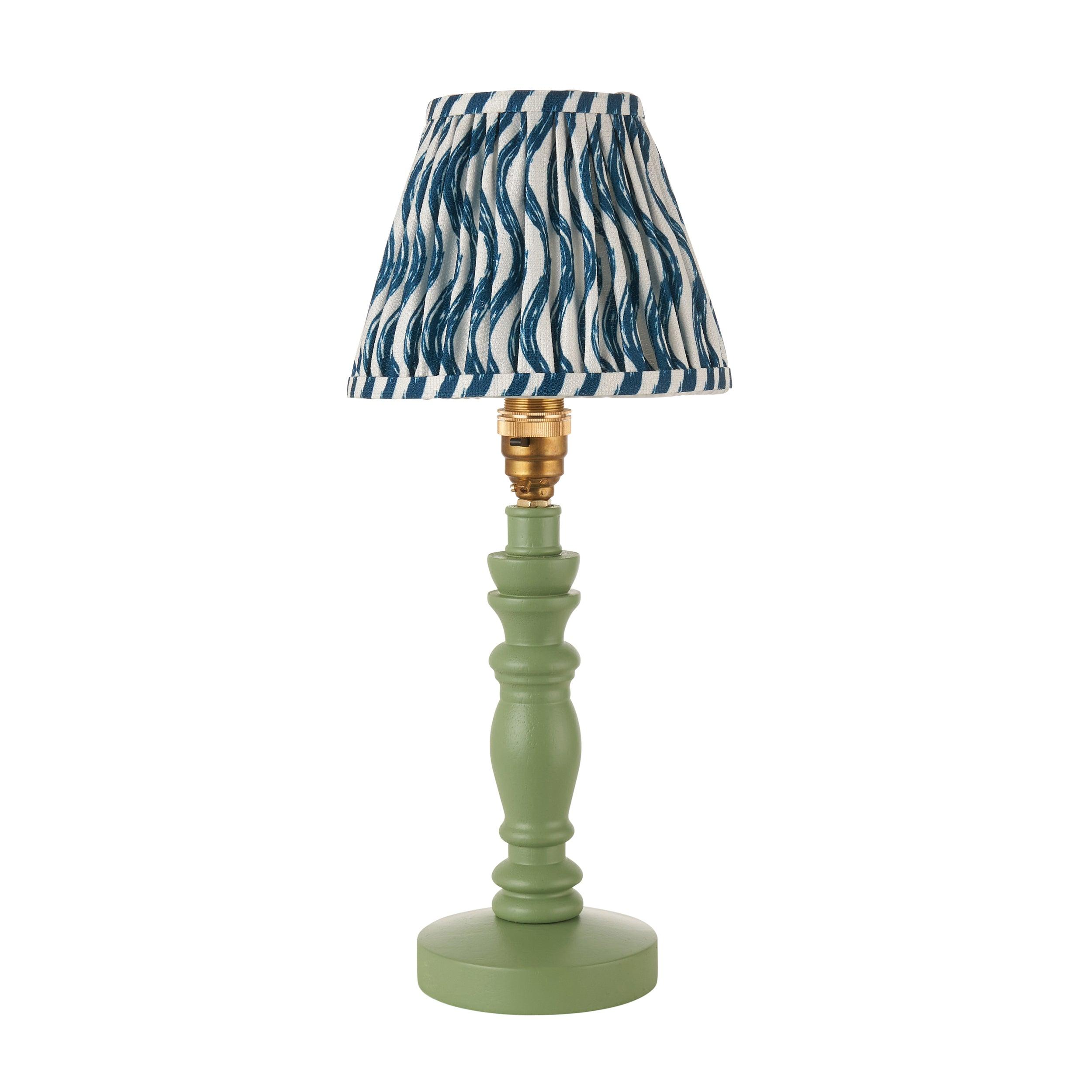 Bibury Green Table Lamp & Ripple 16cm Marlin Blue Shade