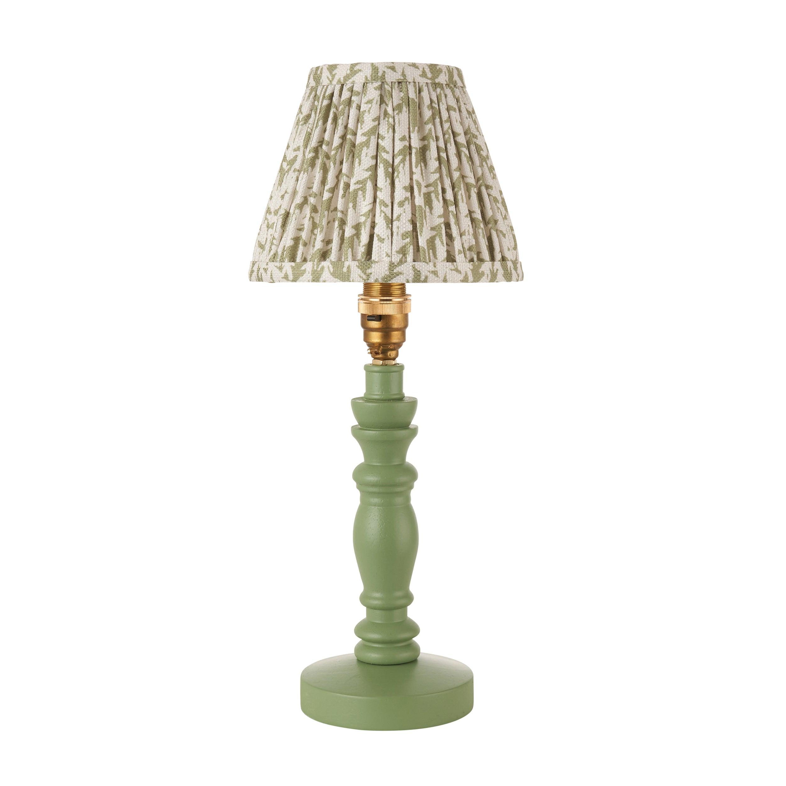 Bibury Green Table Lamp & Leaf 16cm Herb Garden Green Shade