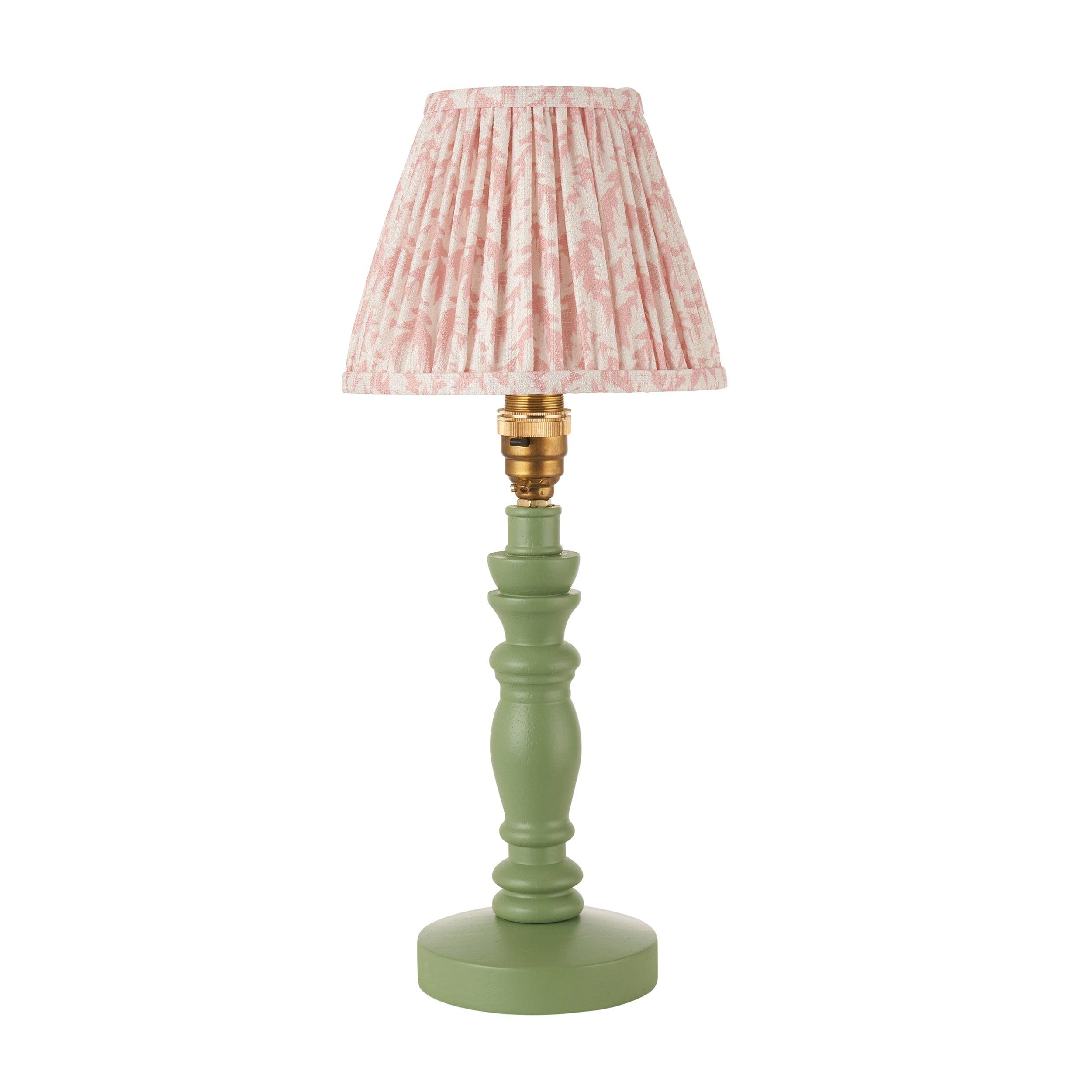 Bibury Green Table Lamp & Leaf 16cm Peachy Keen Shade