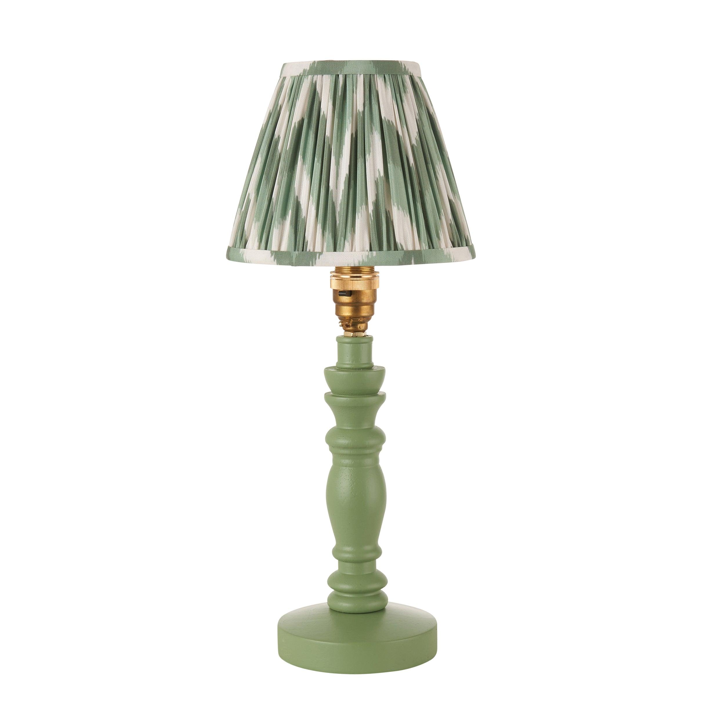 Bibury Green Table Lamp & Zigzag 16cm Cotswold Green Shade