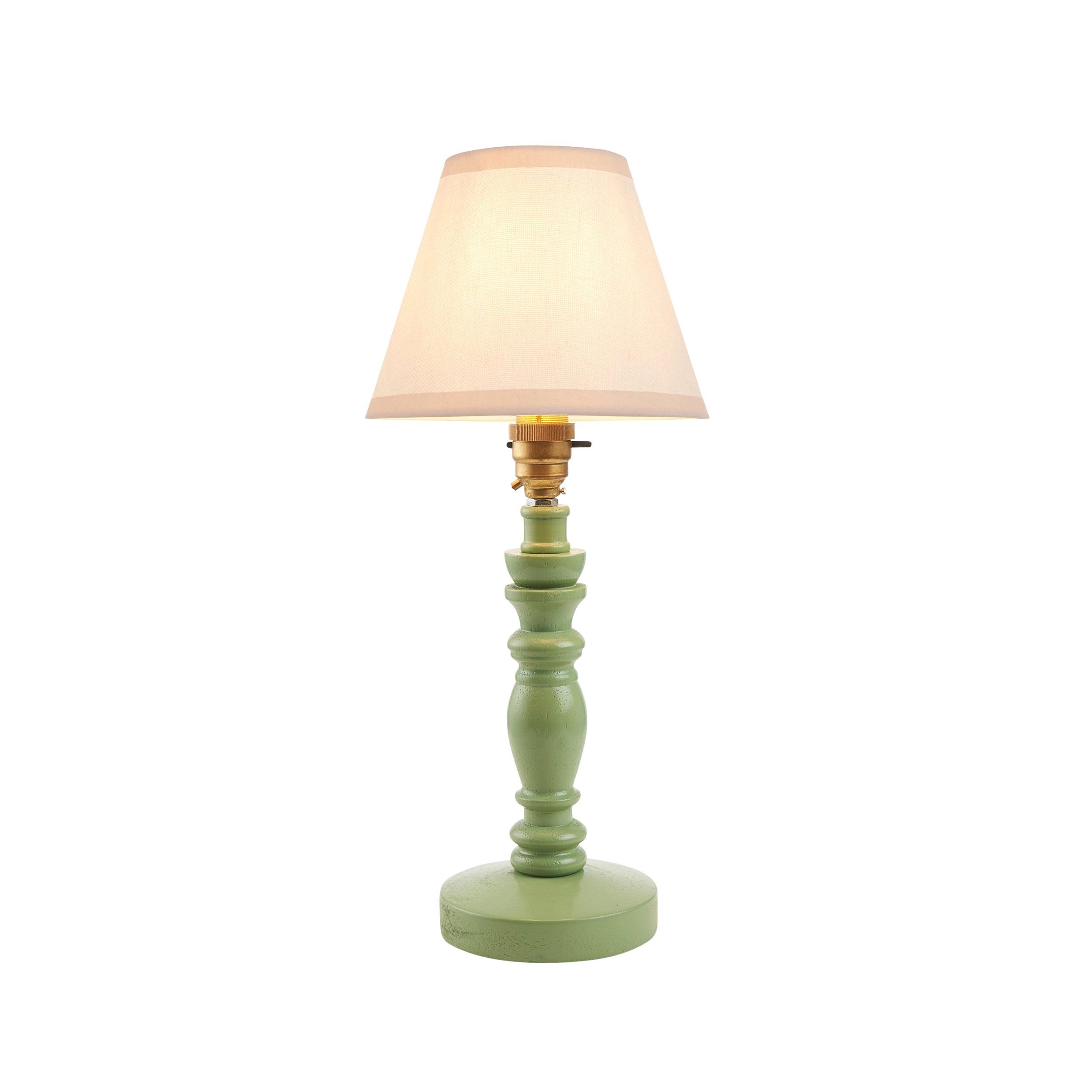 Bibury Green Table Lamp & Ivy 16cm Vintage White Shade