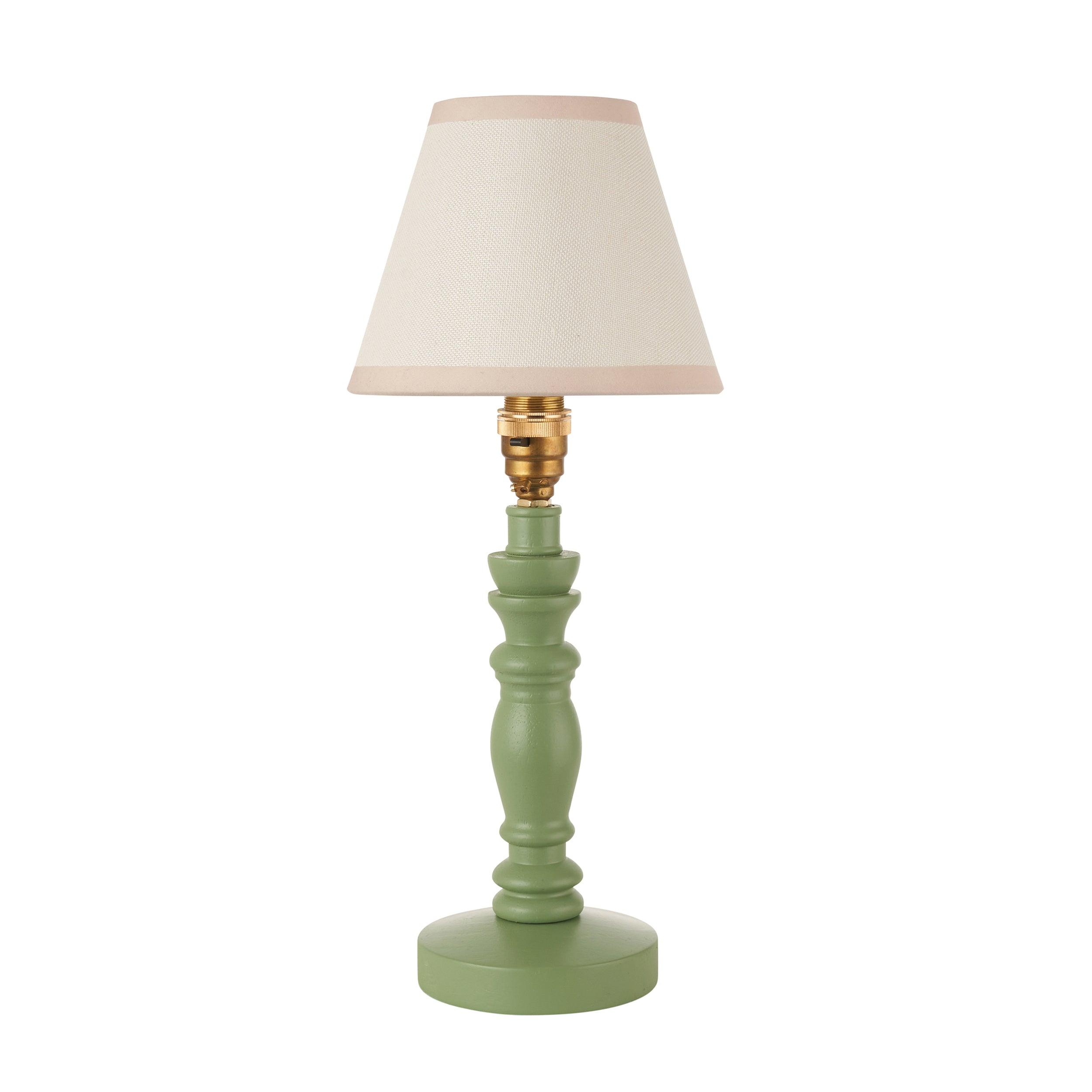 Bibury Green Table Lamp & Ivy 16cm Vintage White Shade