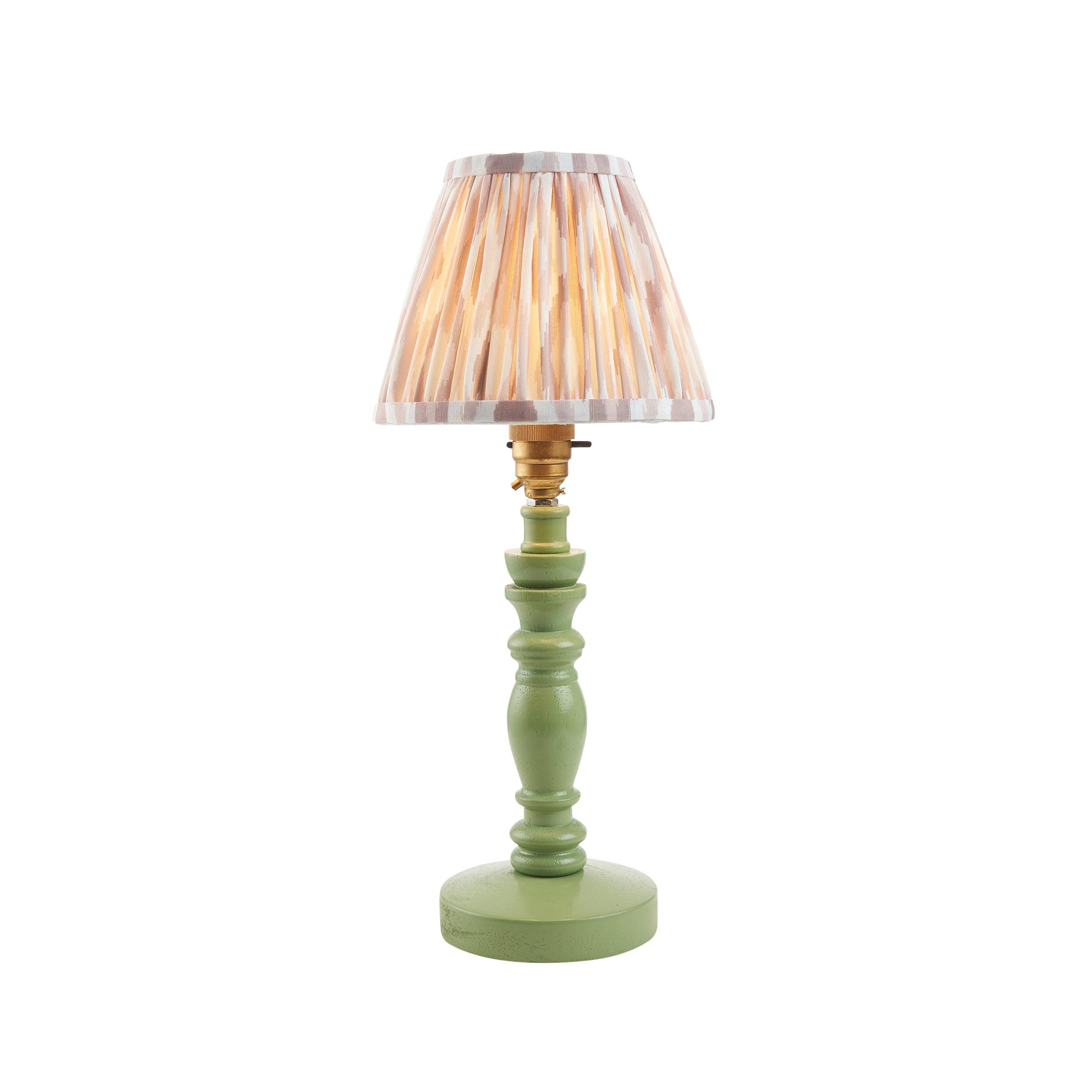 Bibury Green Table Lamp & Ikat 16cm Neutral Shade