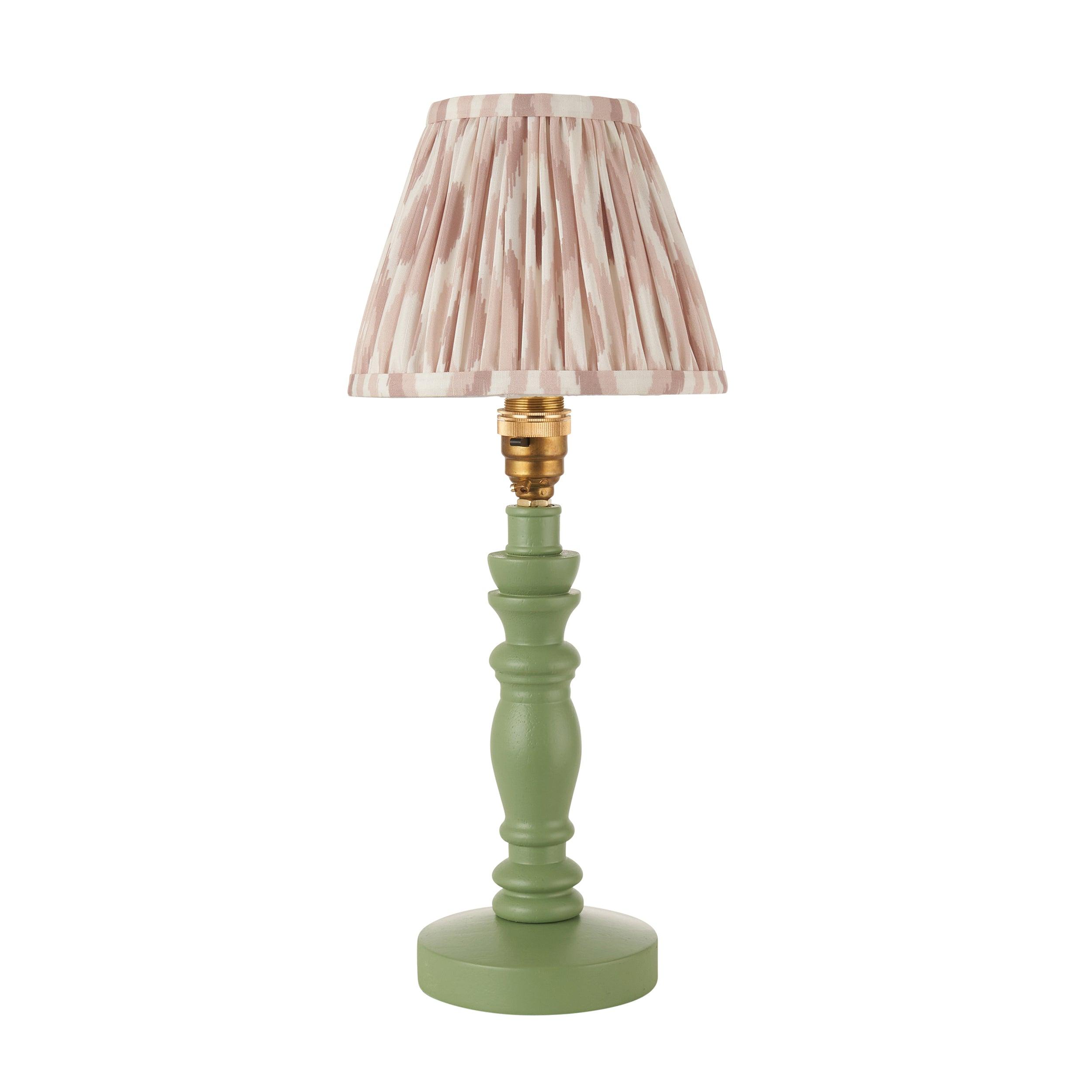 Bibury Green Table Lamp & Ikat 16cm Neutral Shade