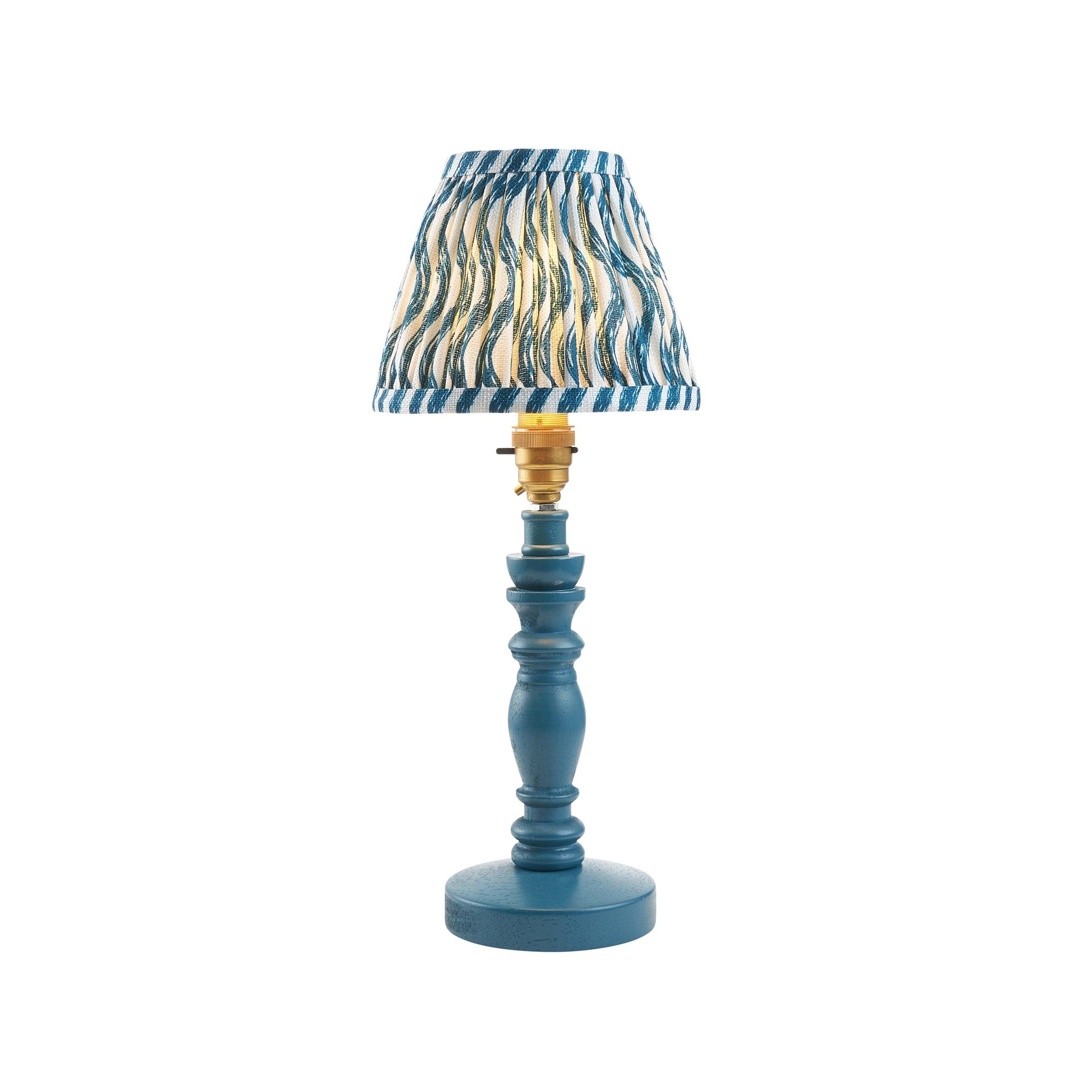 Bibury Blue Table Lamp & Ripple 16cm Marlin Blue Shade