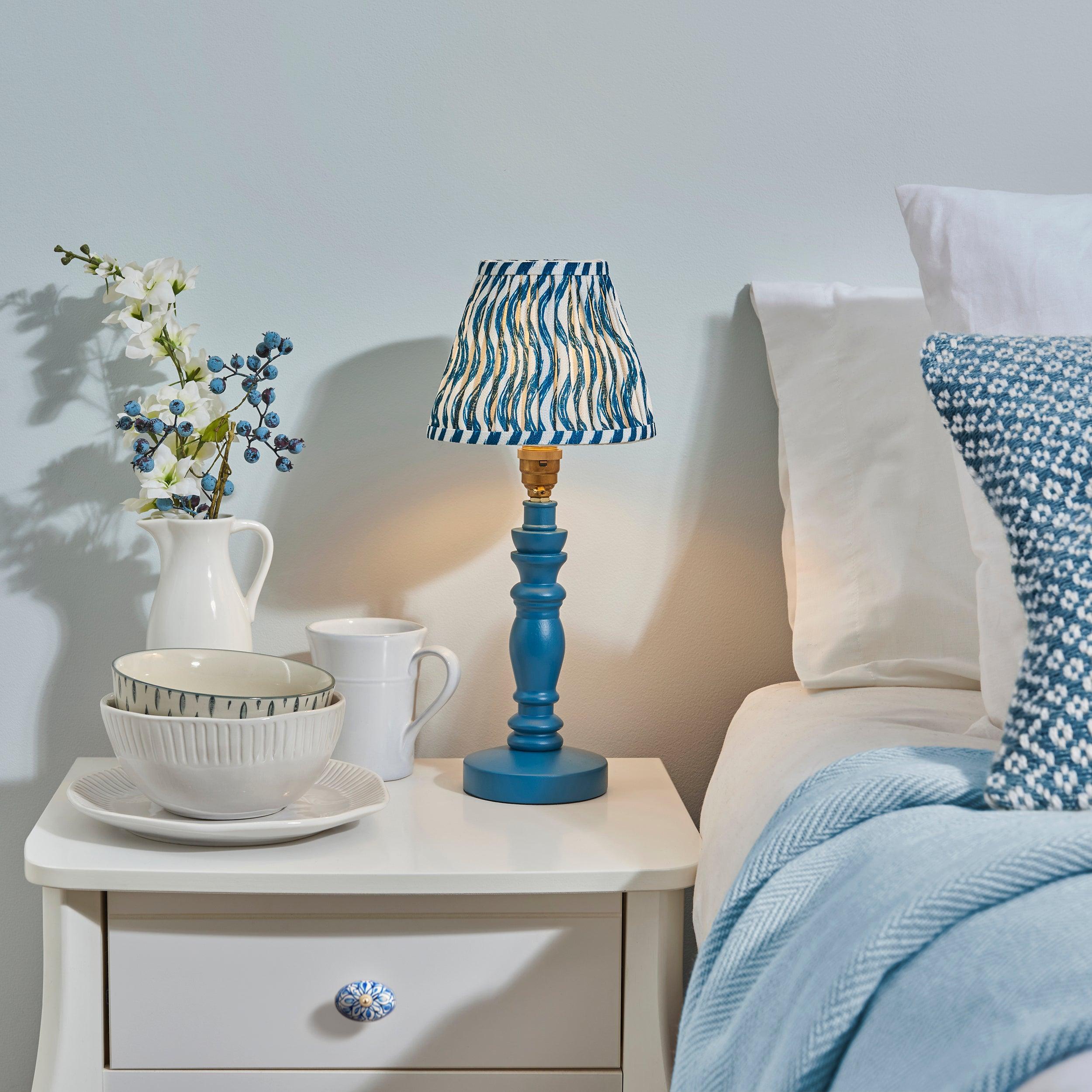 Bibury Blue Table Lamp & Ripple 16cm Marlin Blue Shade