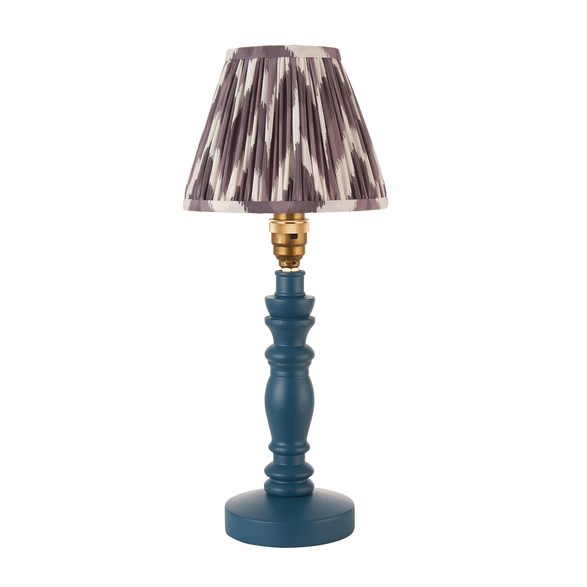 Bibury Blue Table Lamp & Zigzag 16cm Pearl Grey Shade