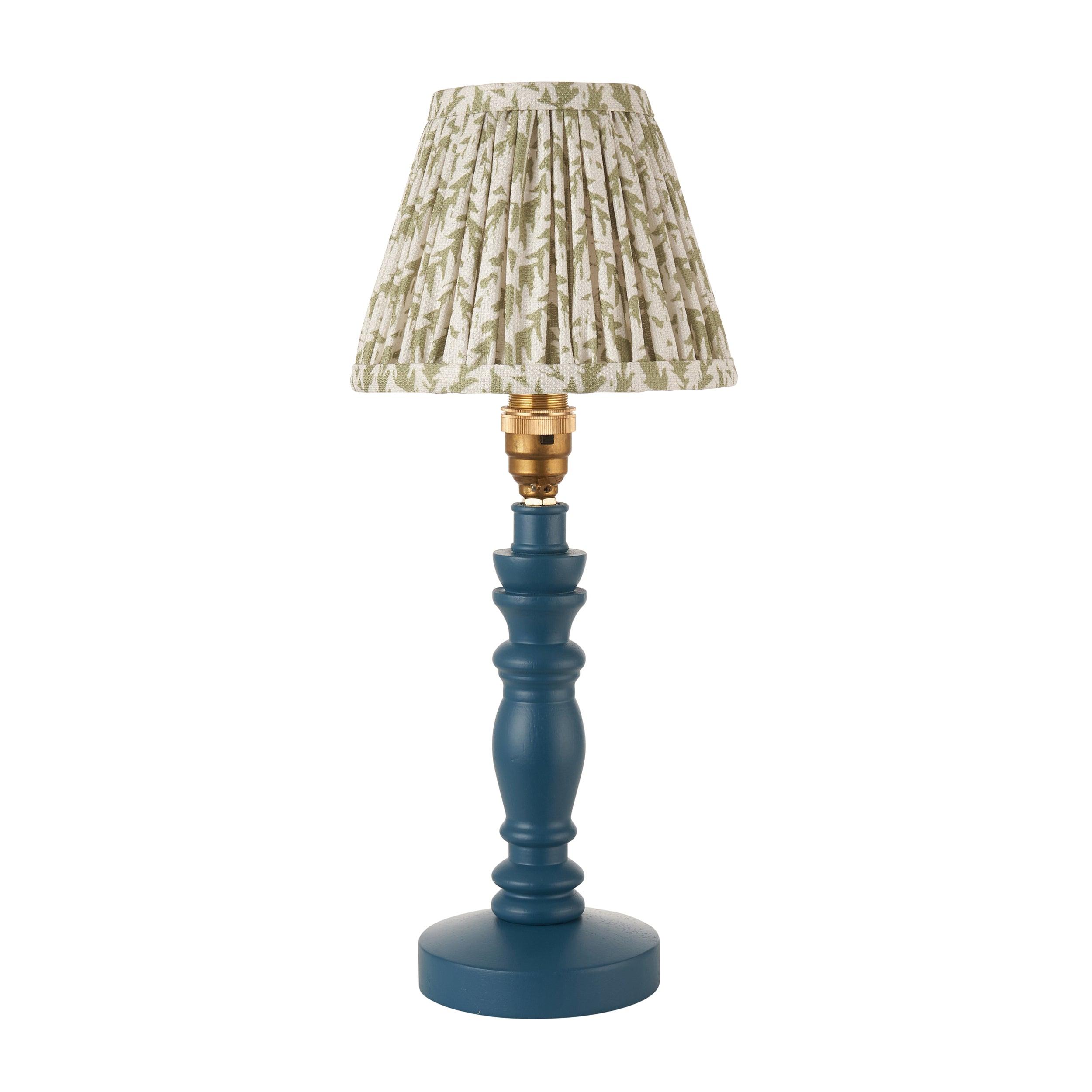Bibury Blue Table Lamp & Leaf 16cm Herb Garden Green Shade