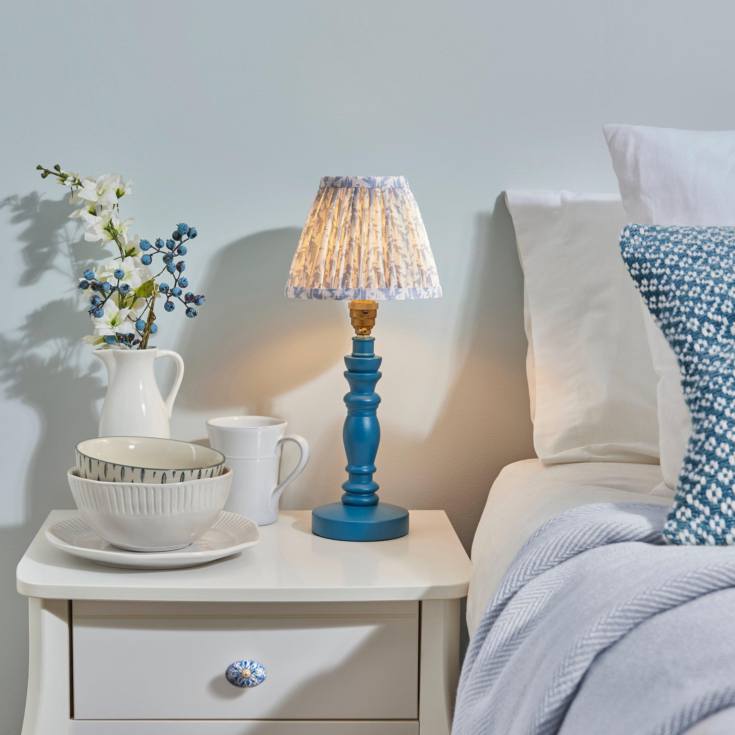 Bibury Blue Table Lamp & Leaf 16cm Shell Bay Blue Shade