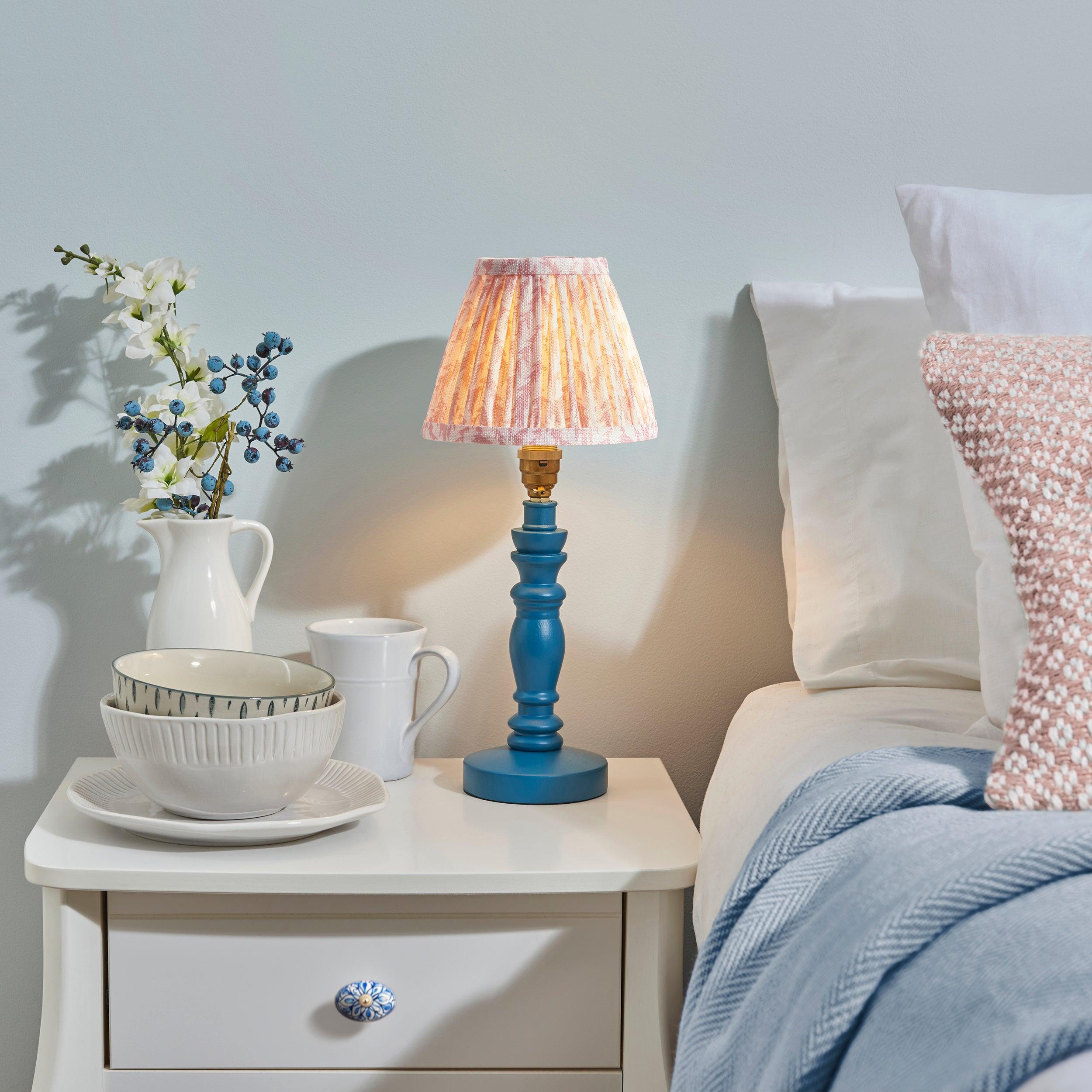 Bibury Blue Table Lamp & Leaf 16cm Peachy Keen Shade