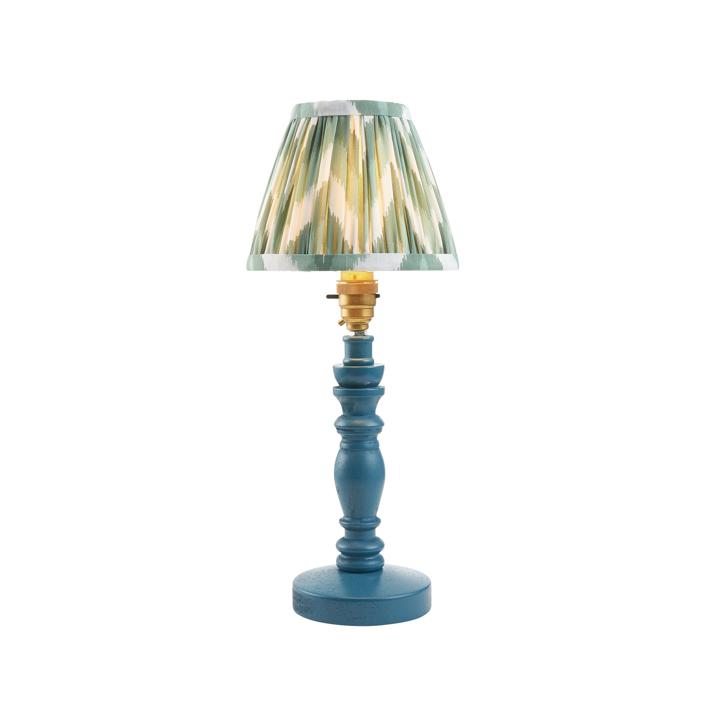 Bibury Blue Table Lamp & Zigzag 16cm Cotswold Green Shade