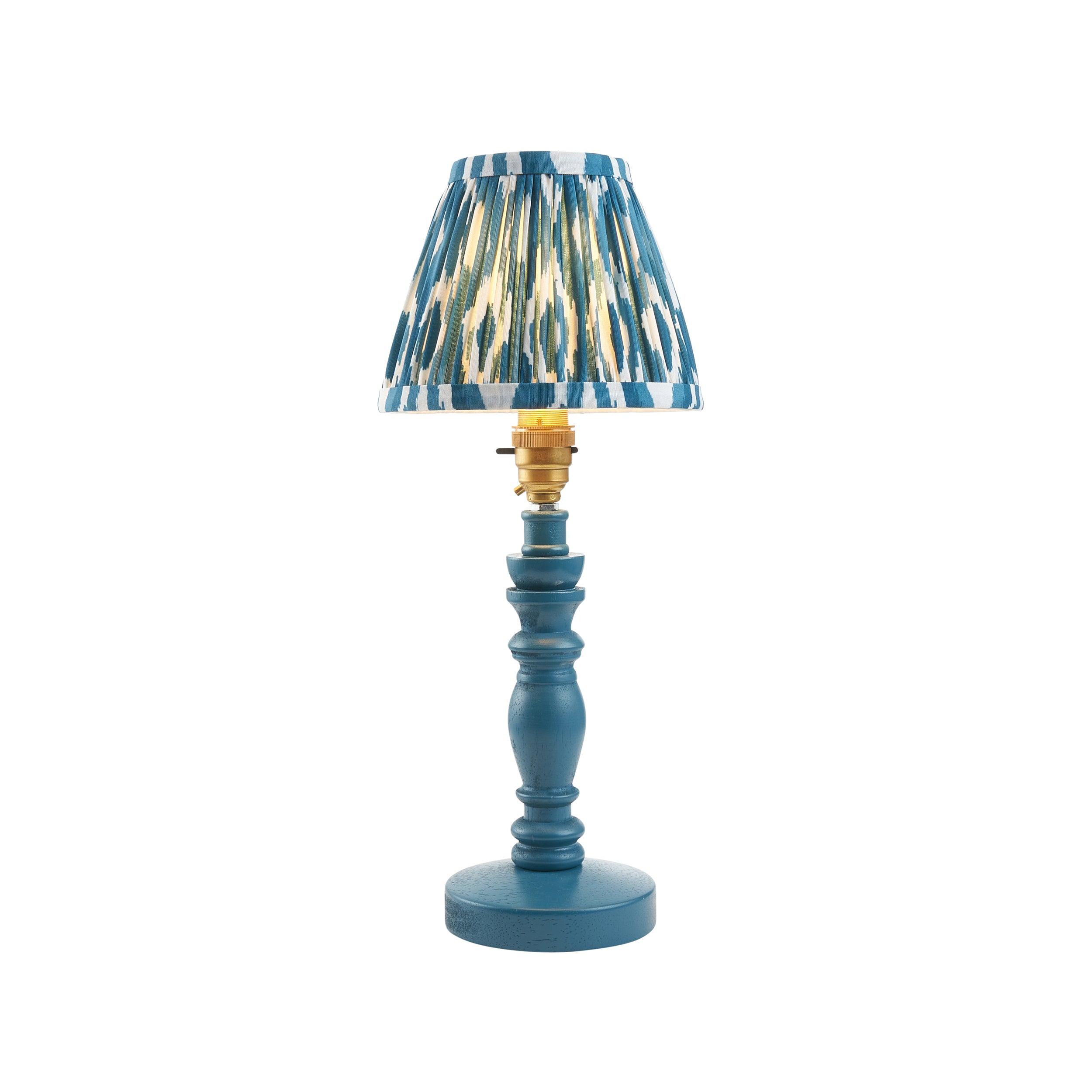 Bibury Blue Table Lamp & Ikat 16cm Marlin Blue Shade