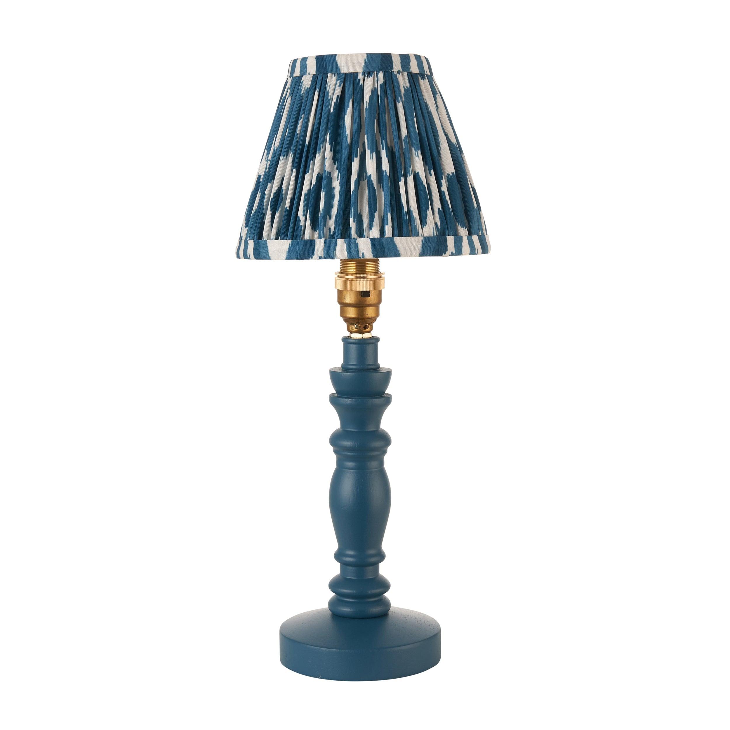 Bibury Blue Table Lamp & Ikat 16cm Marlin Blue Shade