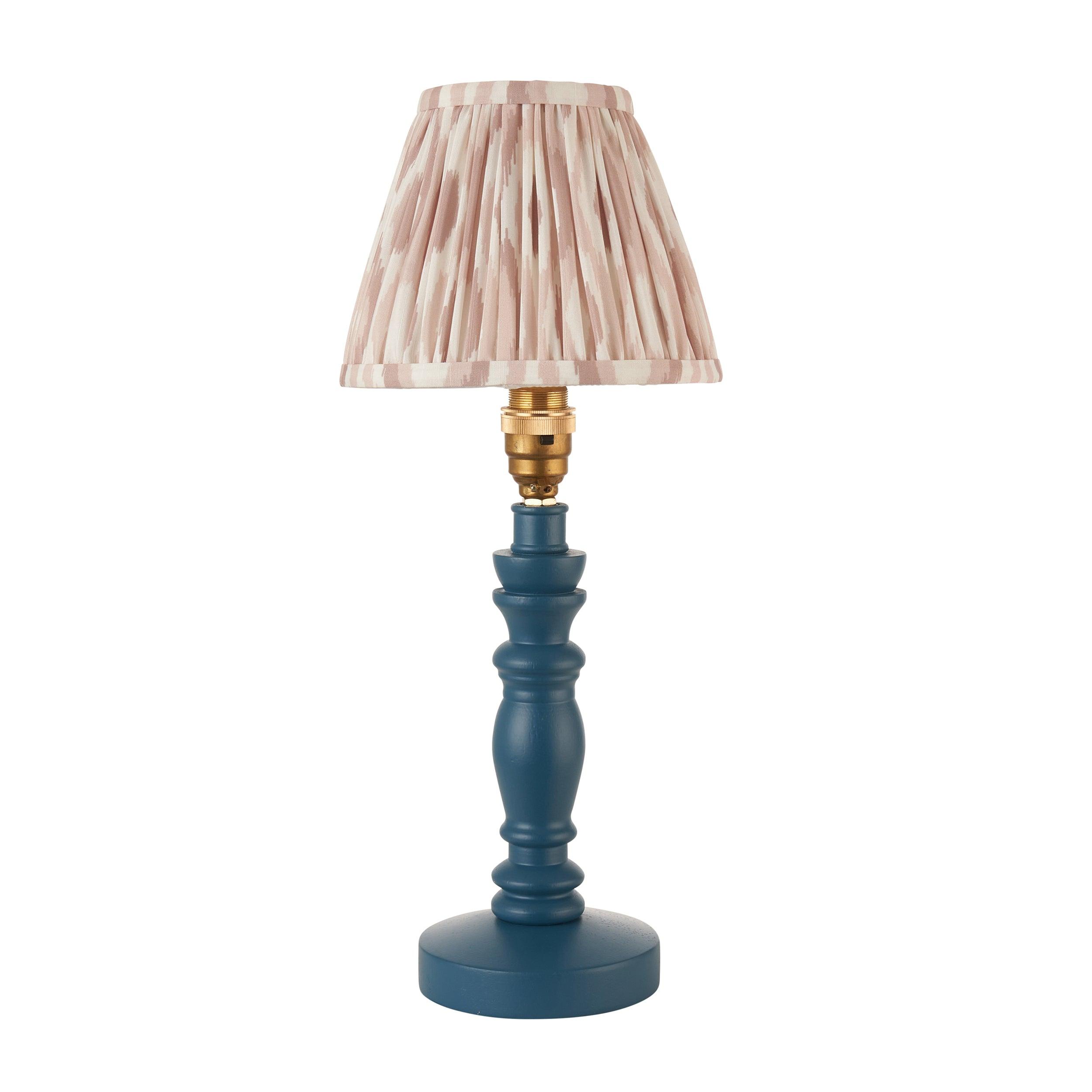 Bibury Blue Table Lamp & Ikat 16cm Neutral Shade