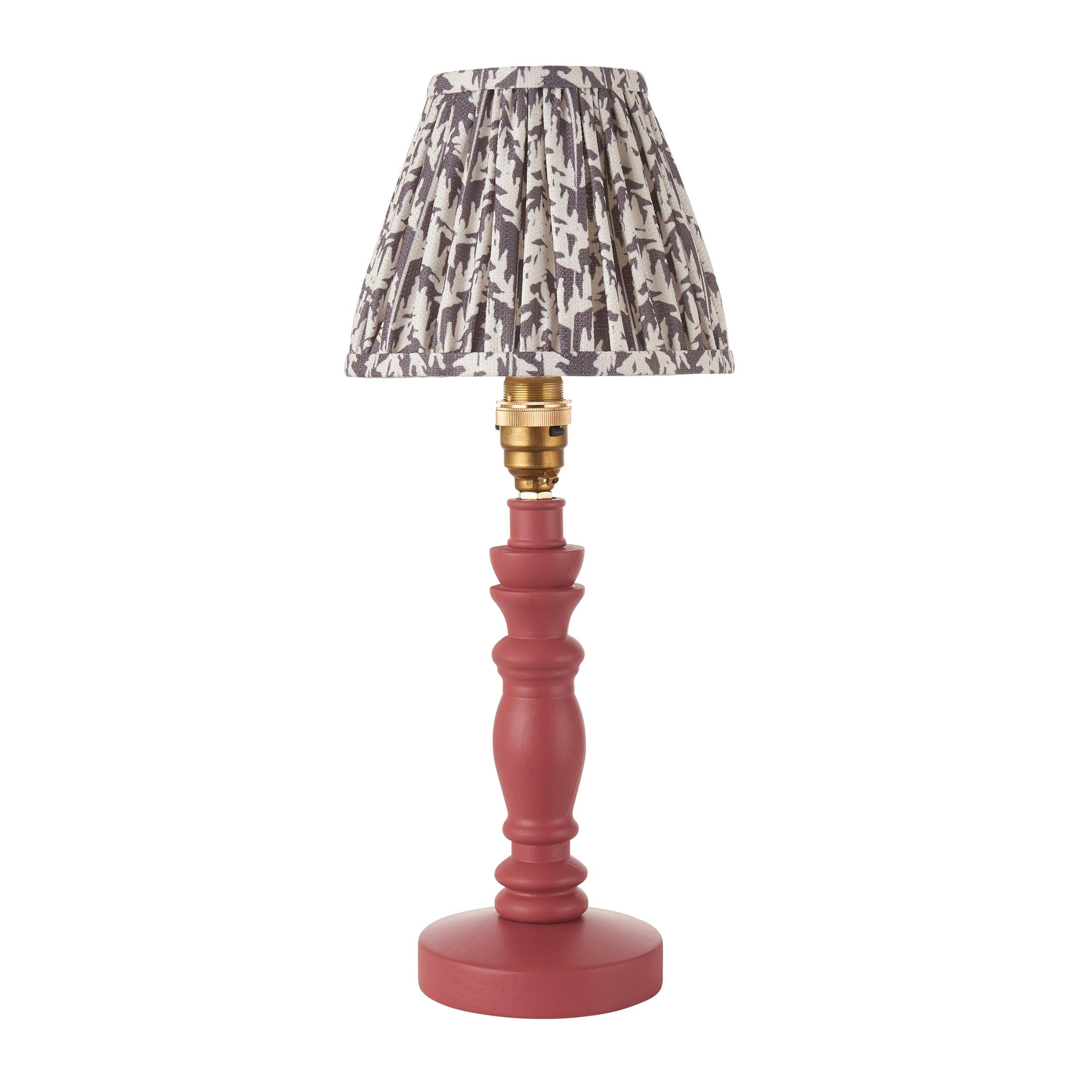 Bibury Pink Table Lamp & Leaf 16cm Pearl Grey Shade