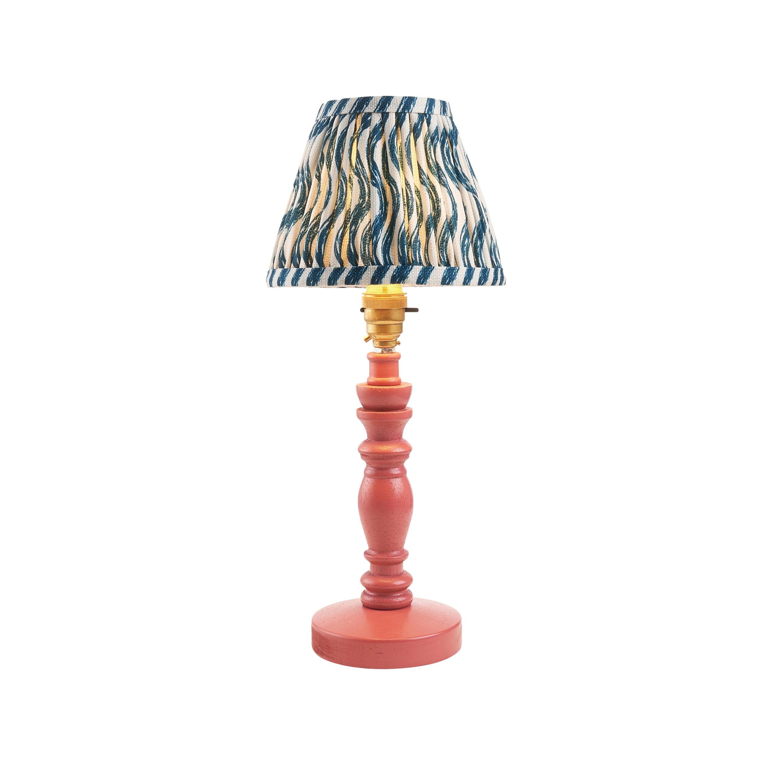 Bibury Pink Table Lamp & Ripple 16cm Marlin Blue Shade