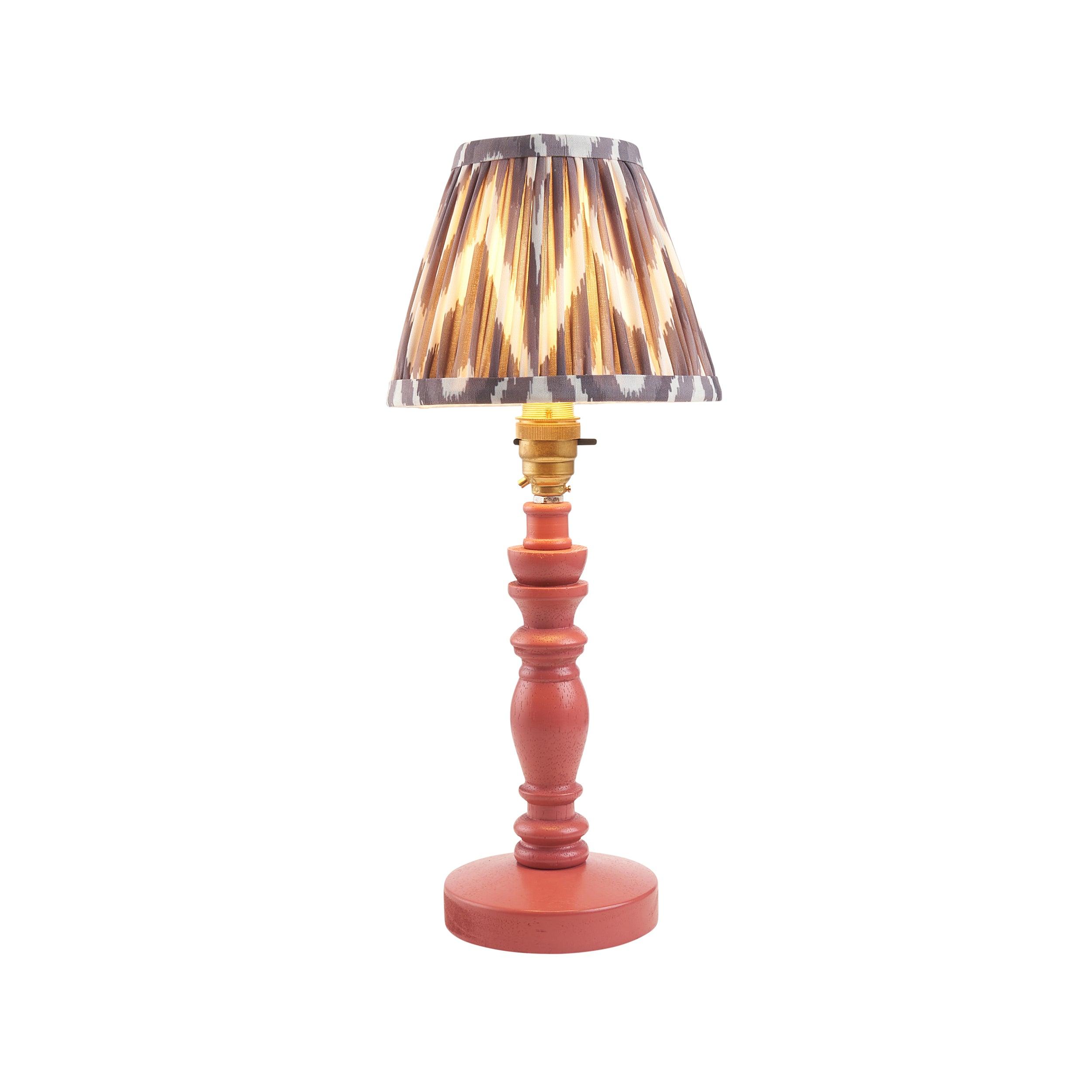 Bibury Pink Table Lamp & Zigzag 16cm Pearl Grey Shade