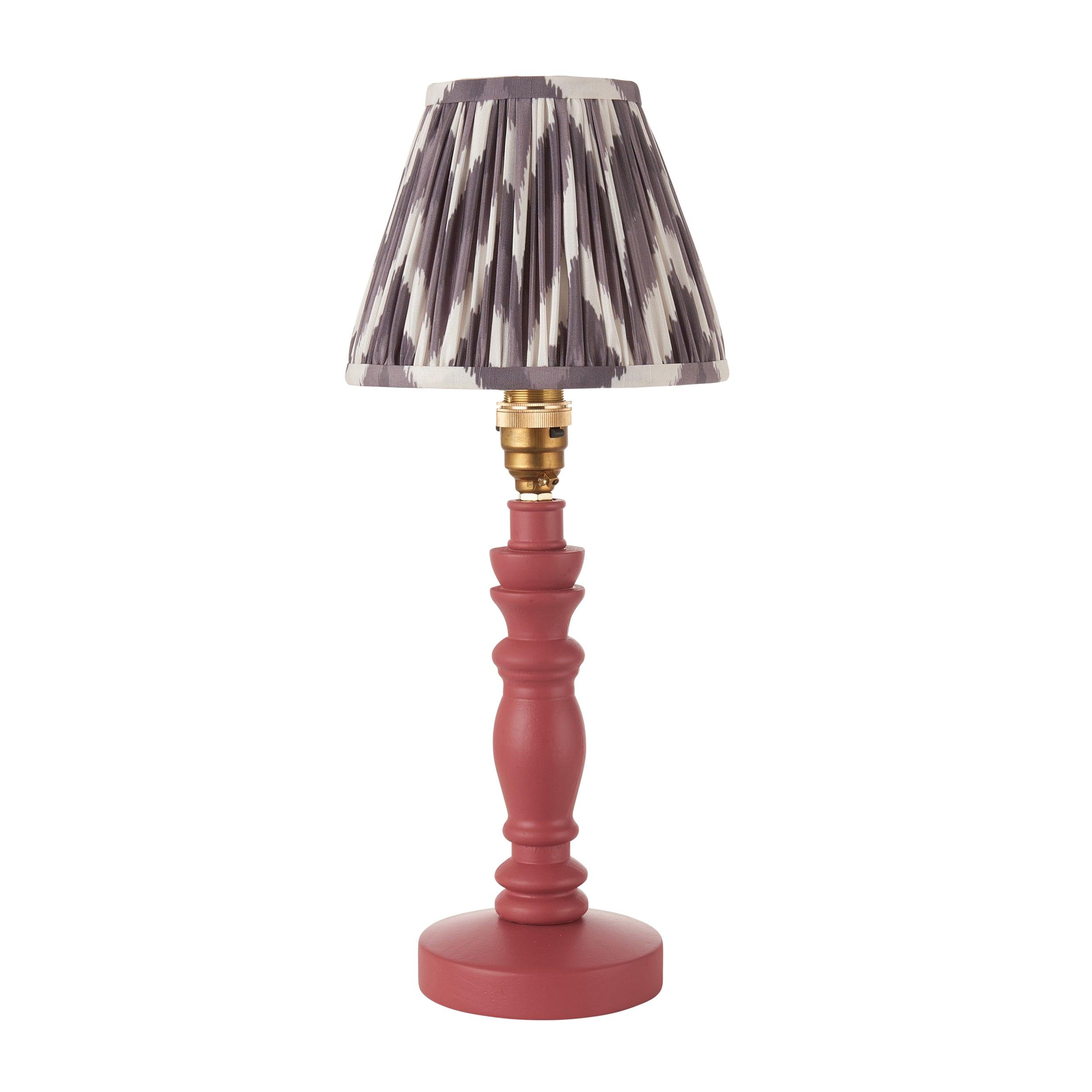 Bibury Pink Table Lamp & Zigzag 16cm Pearl Grey Shade