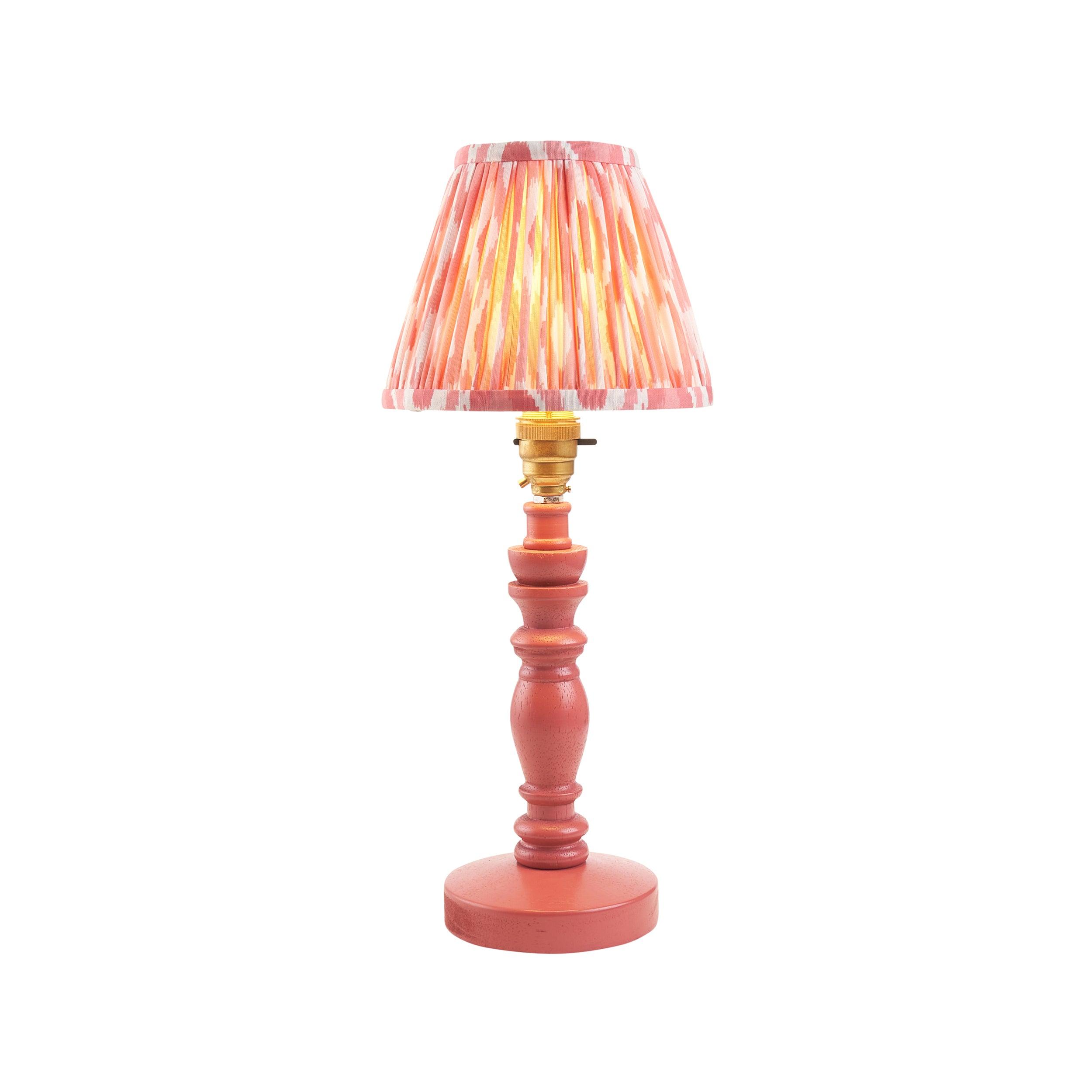 Bibury Pink Table Lamp & Ikat 16cm Coral Pink Shade