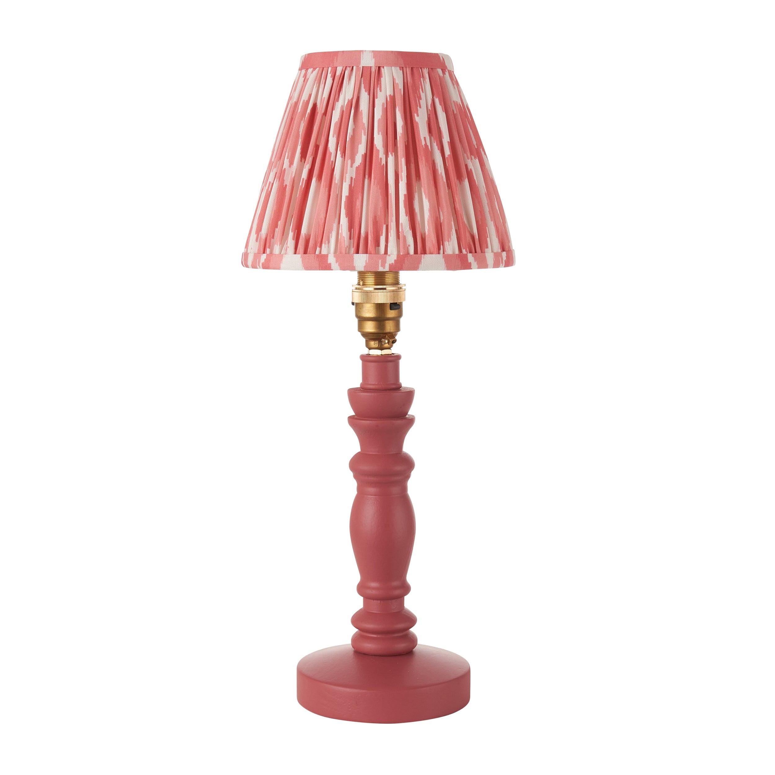 Bibury Pink Table Lamp & Ikat 16cm Coral Pink Shade