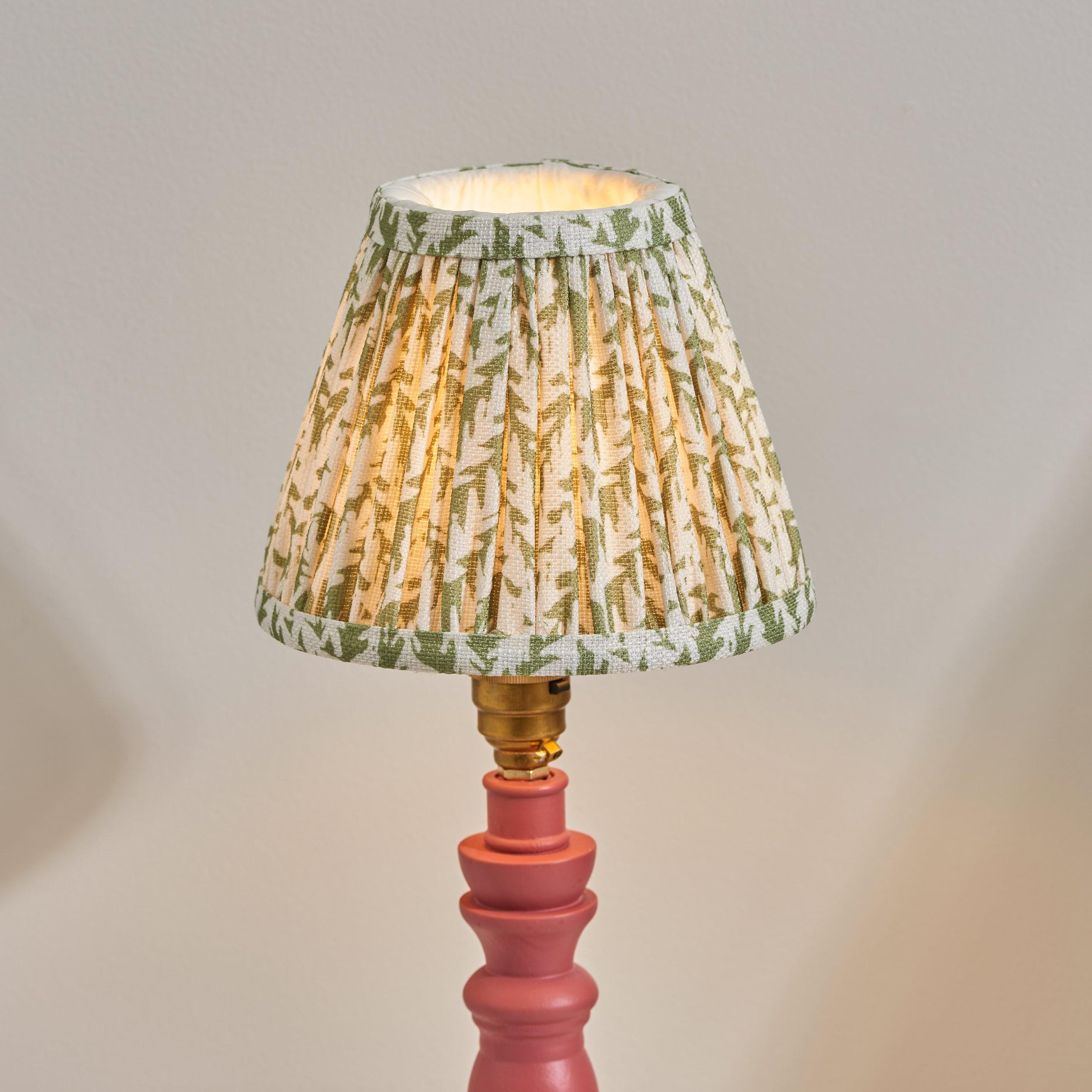 Bibury Pink Table Lamp & Leaf 16cm Herb Garden Green Shade