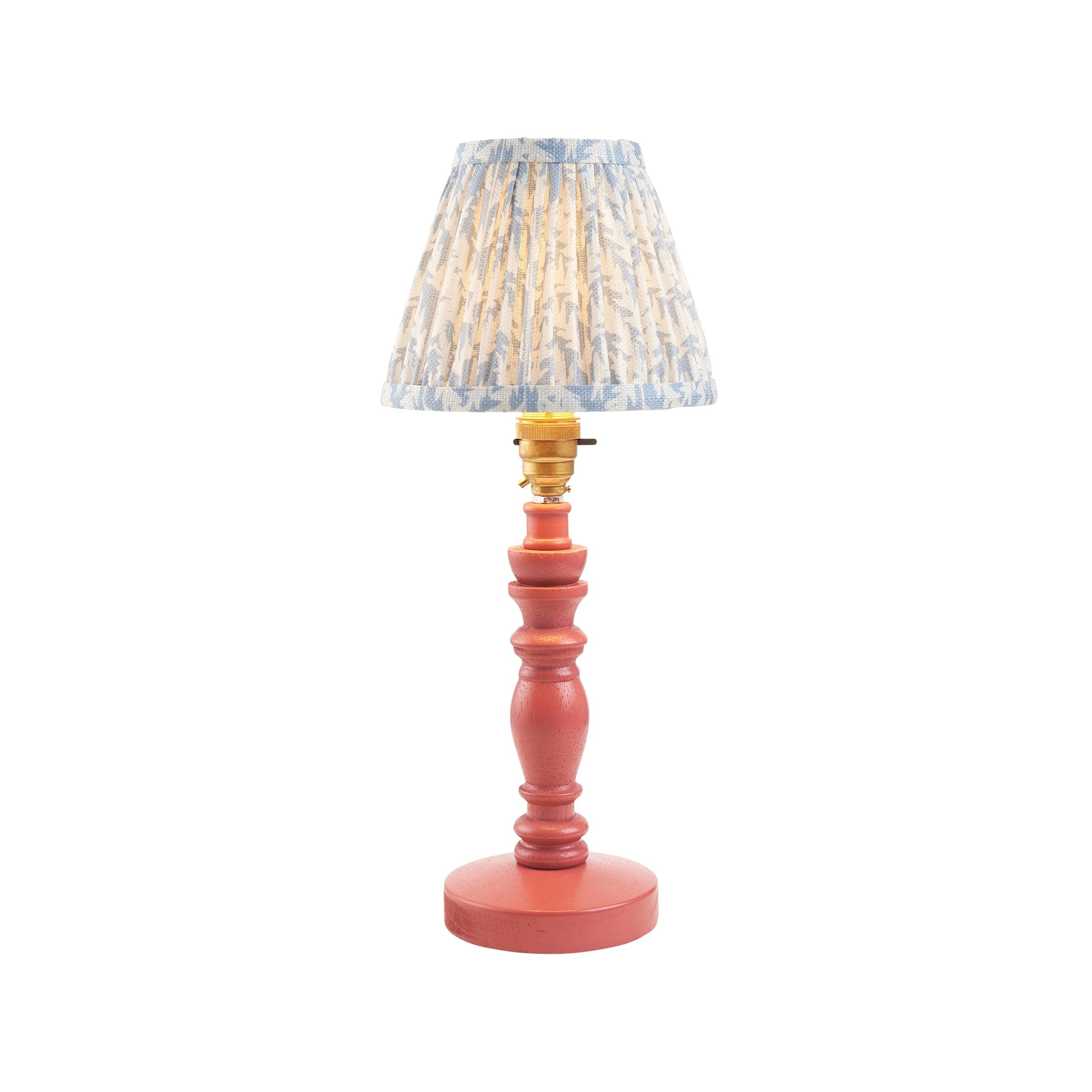 Bibury Pink Table Lamp & Leaf 16cm Shell Bay Blue Shade