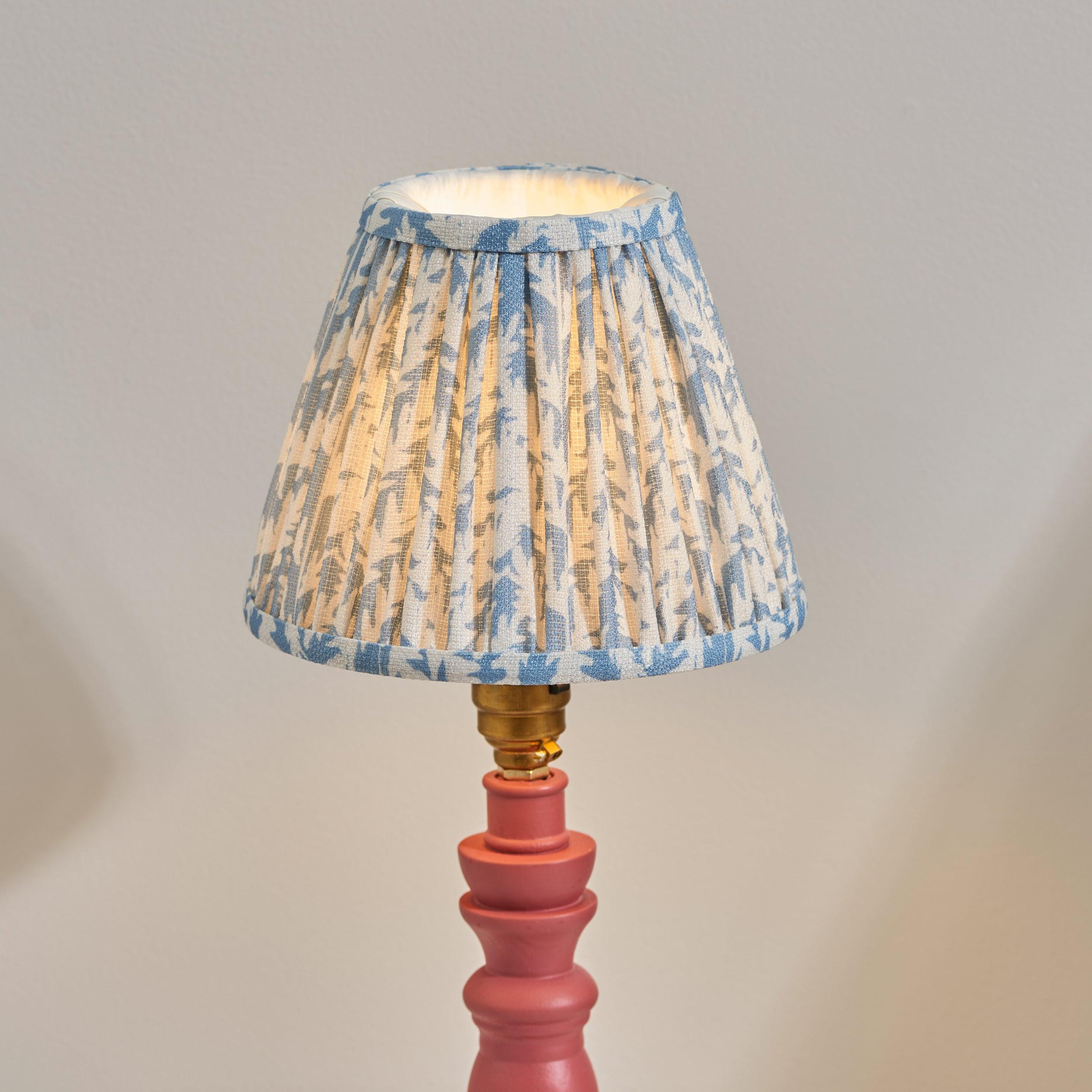 Bibury Pink Table Lamp & Leaf 16cm Shell Bay Blue Shade