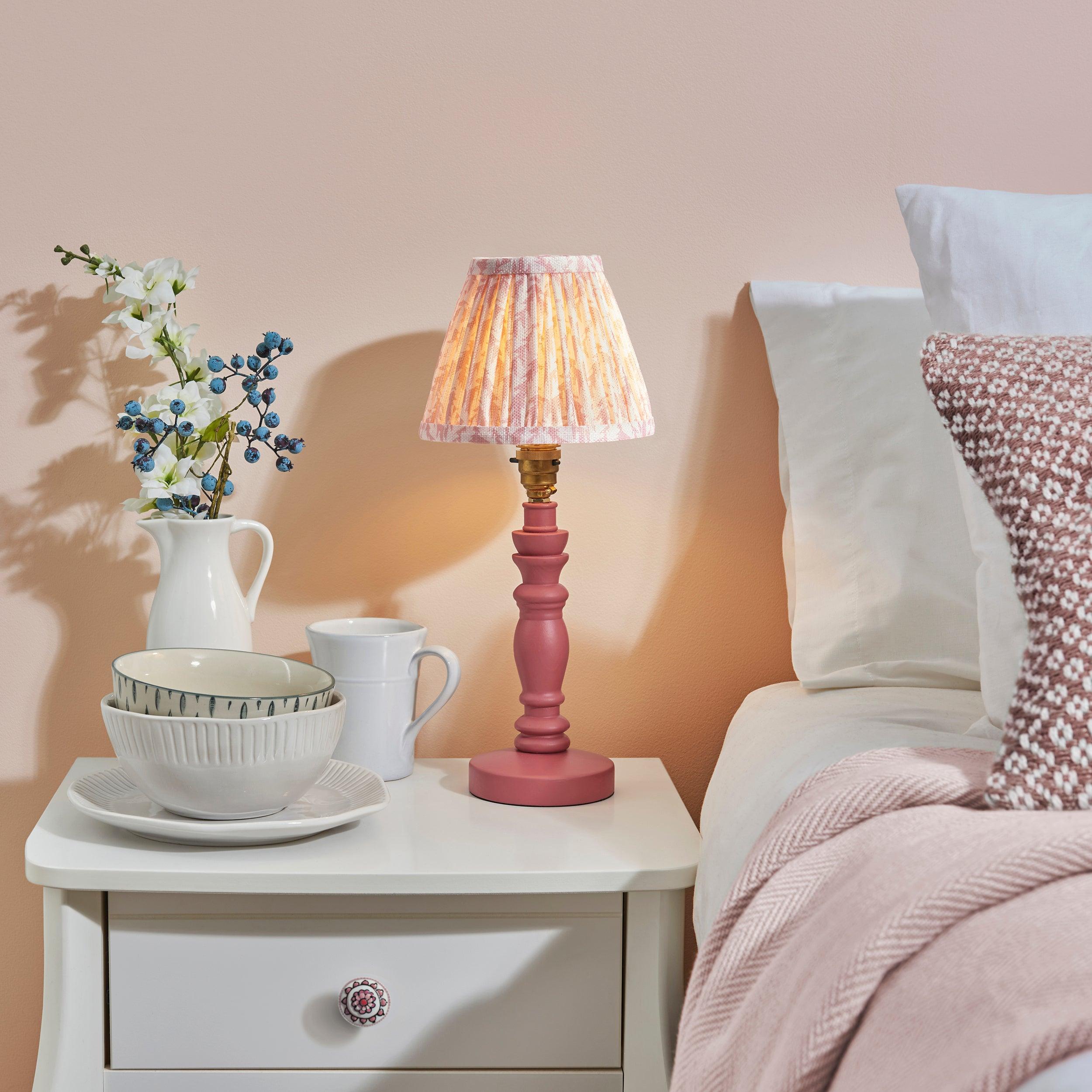 Bibury Pink Table Lamp & Leaf 16cm Peachy Keen Shade