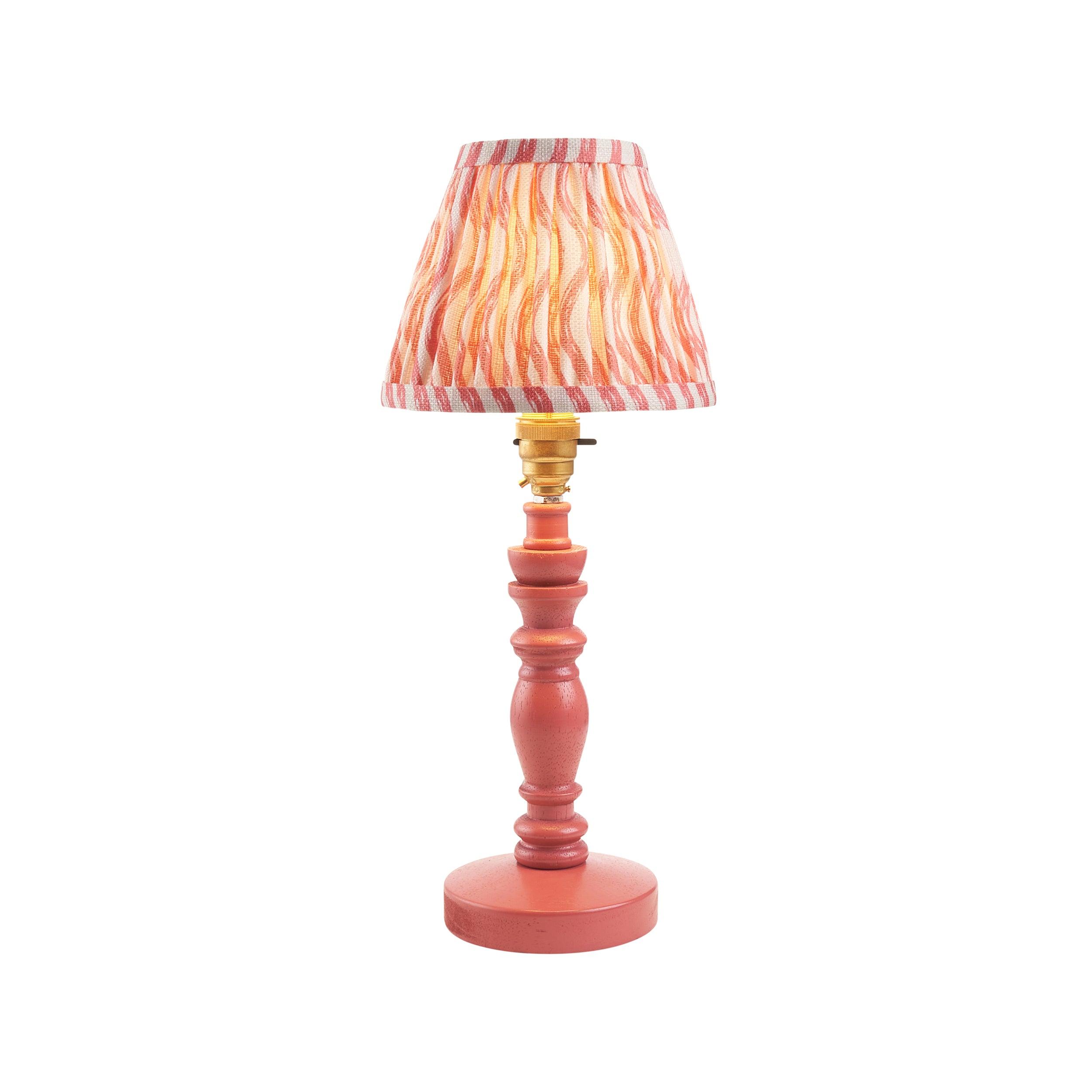 Bibury Pink Table Lamp & Ripple 16cm Coral Pink Shade