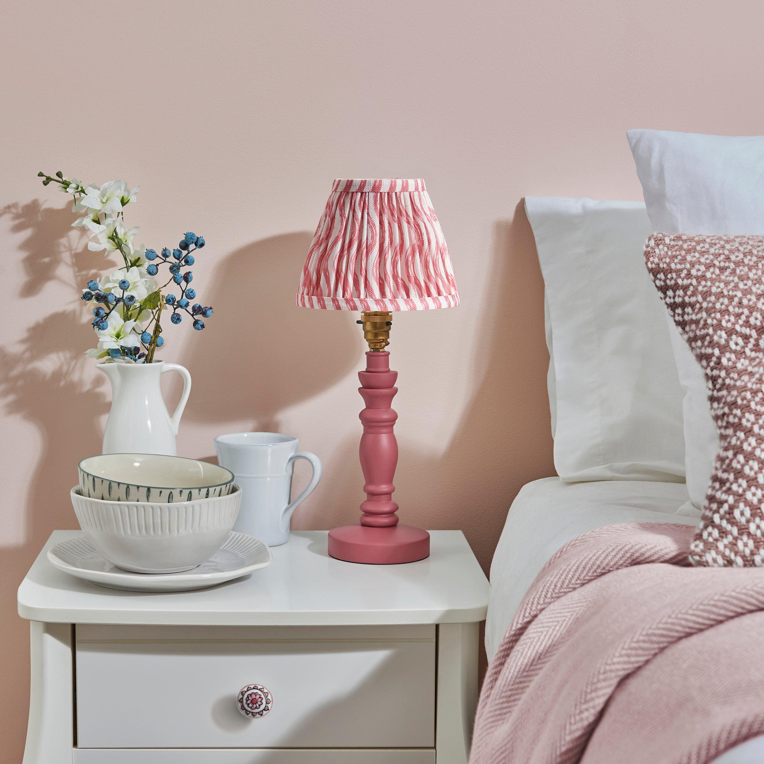 Bibury Pink Table Lamp & Ripple 16cm Coral Pink Shade