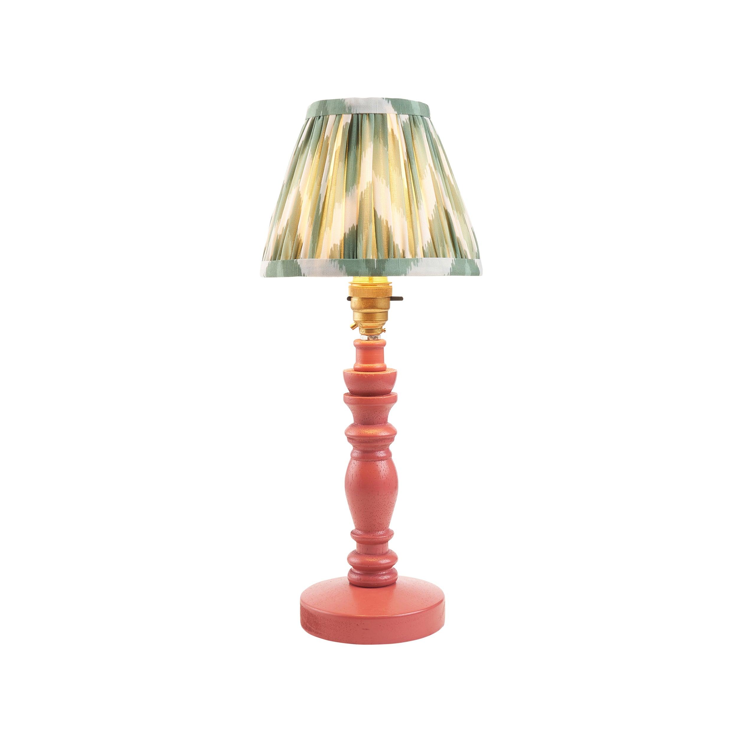 Bibury Pink Table Lamp & Zigzag 16cm Cotswold Green Shade