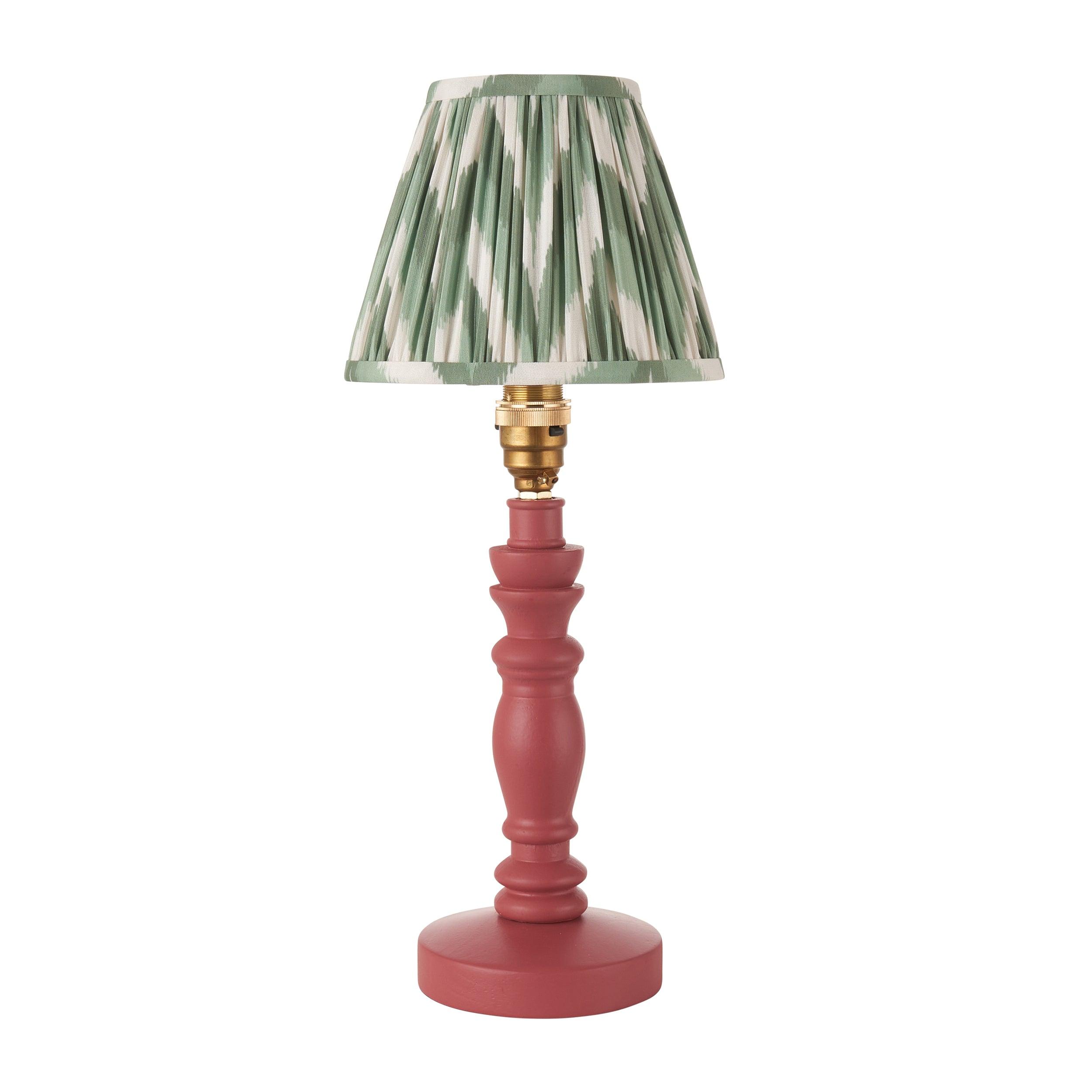 Bibury Pink Table Lamp & Zigzag 16cm Cotswold Green Shade