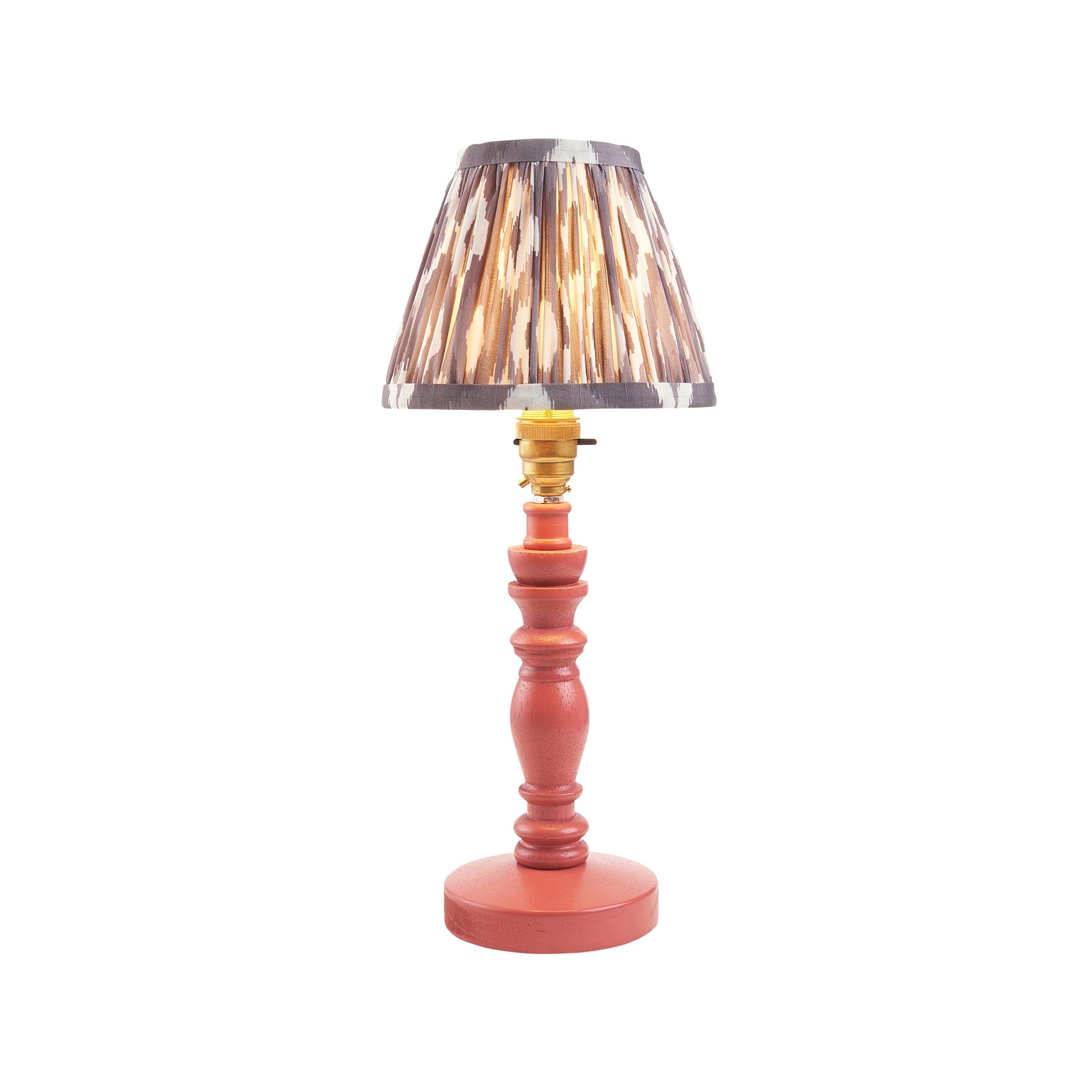 Bibury Pink Table Lamp & Ikat 16cm Pearl Grey Shade
