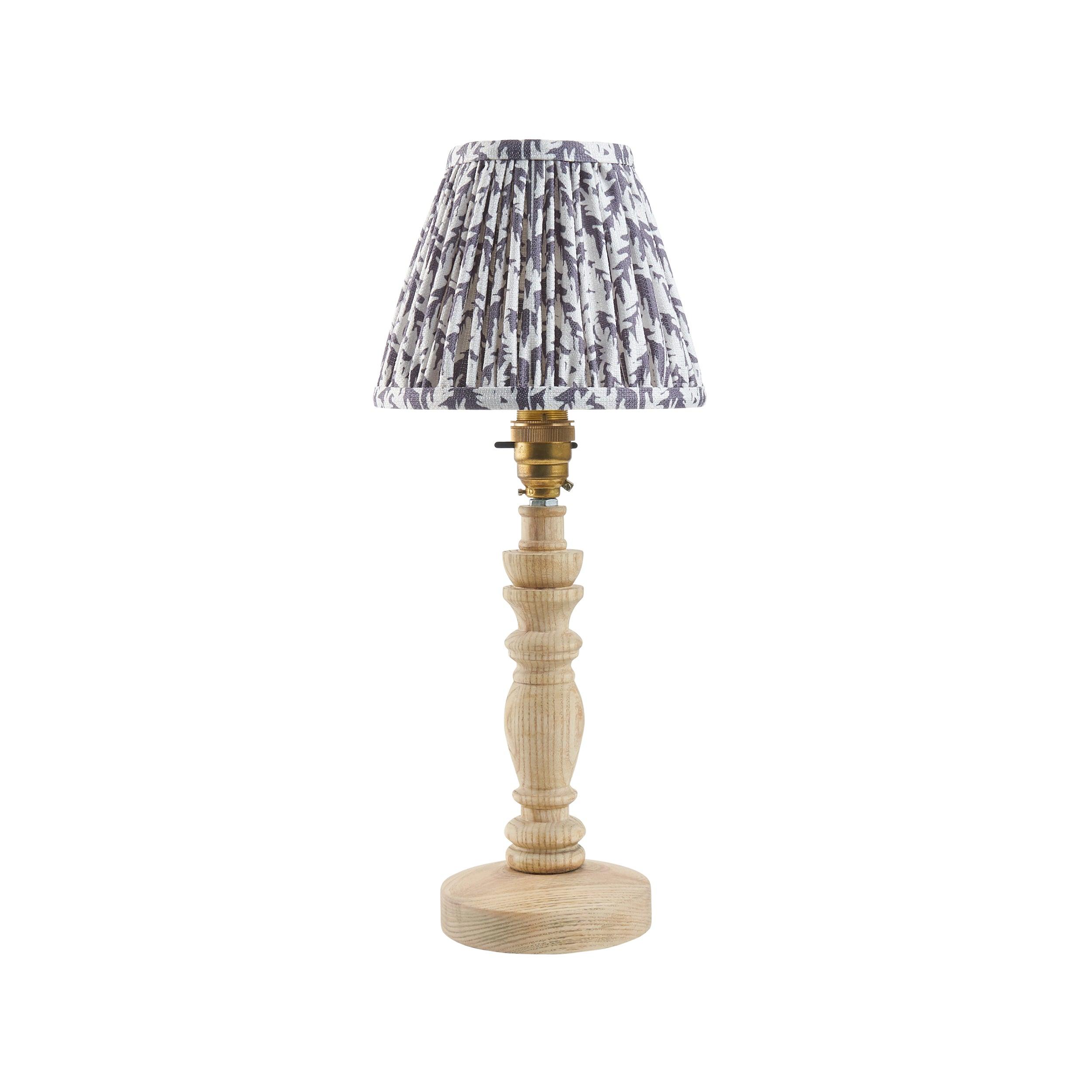Bibury Wooden Table Lamp & Leaf 16cm Pearl Grey Shade