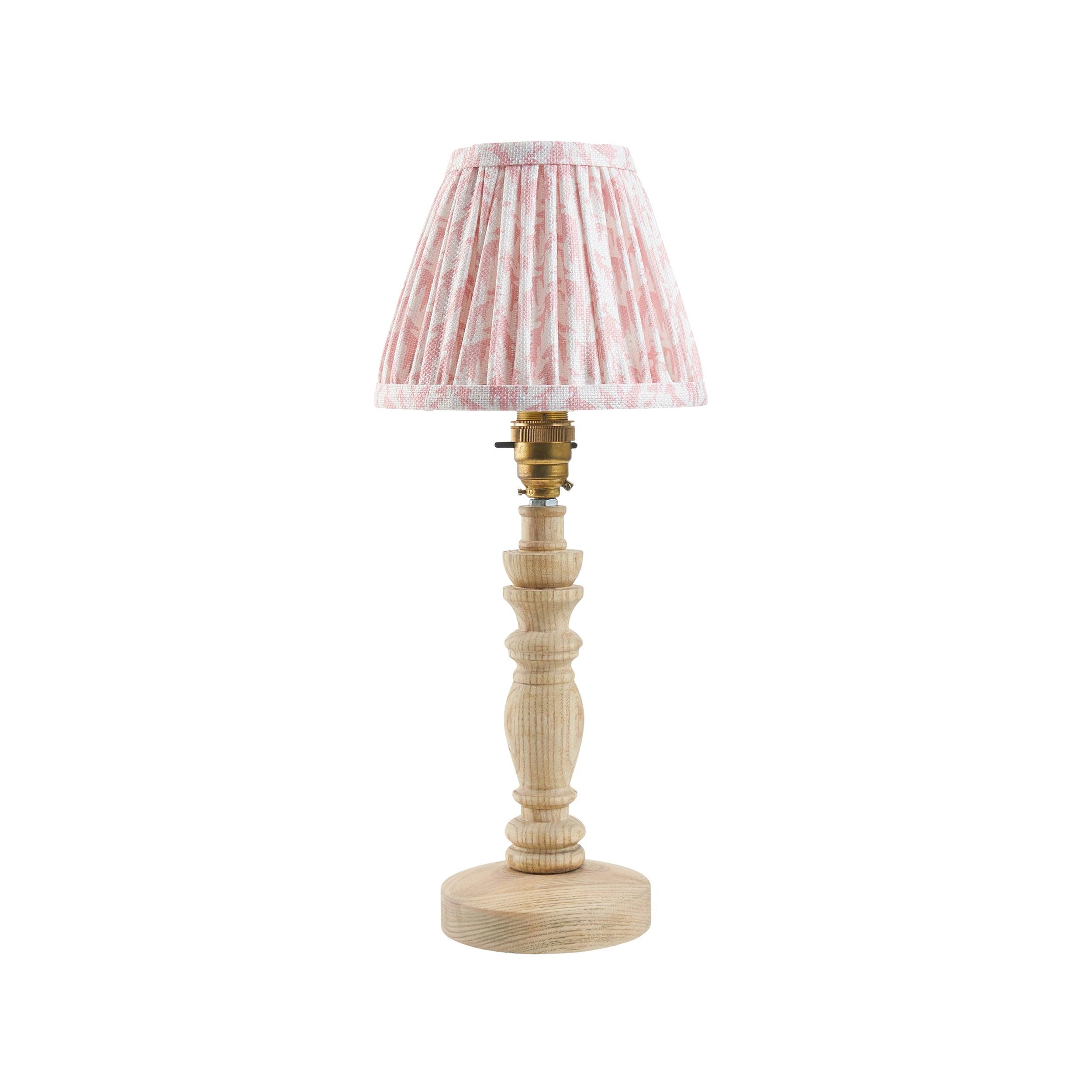 Bibury Wooden Table Lamp & Leaf 16cm Peachy Keen Shade