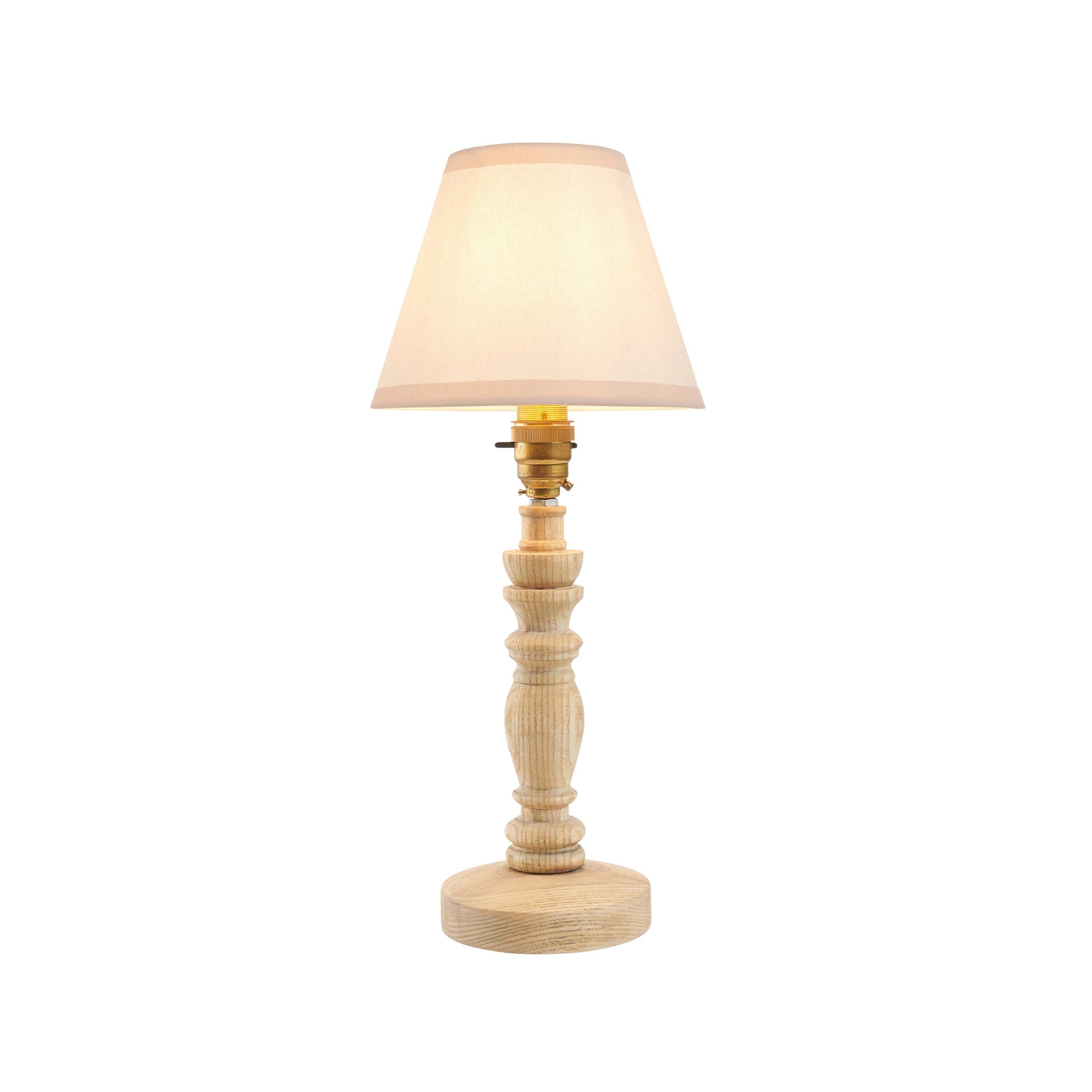 Bibury Wooden Table Lamp & Ivy 16cm Vintage White Shade