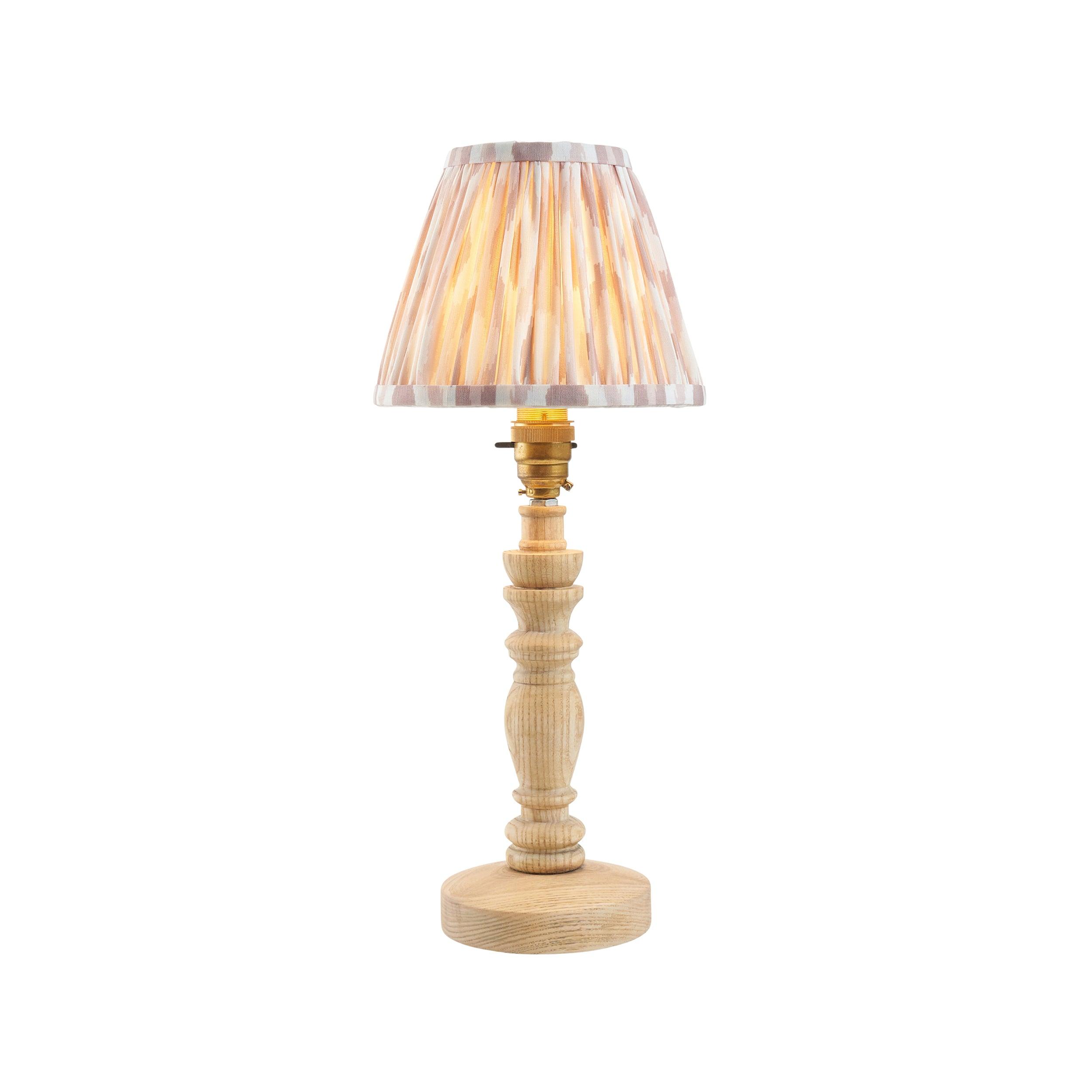 Bibury Wooden Table Lamp & Ikat 16cm Neutral Shade