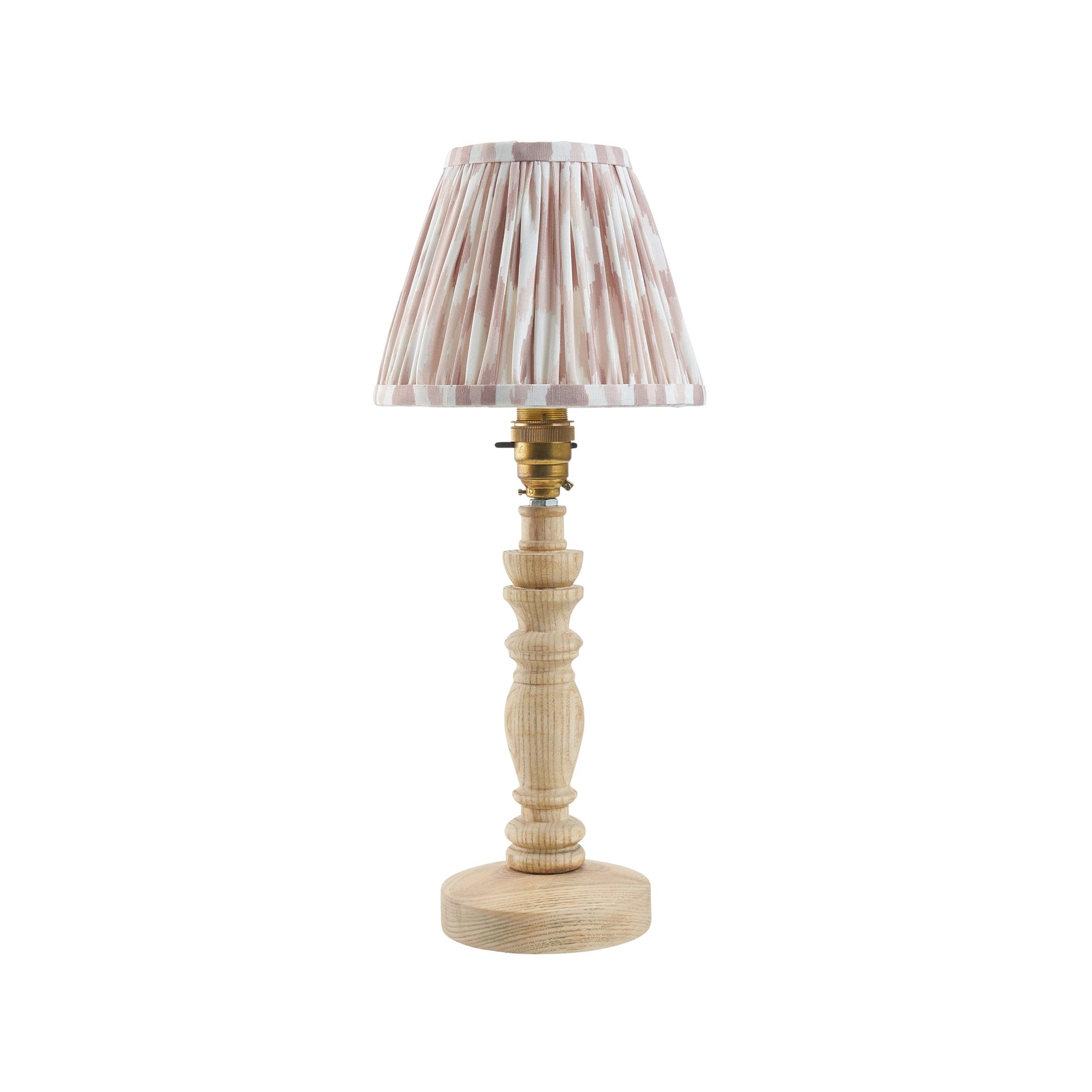 Bibury Wooden Table Lamp & Ikat 16cm Neutral Shade
