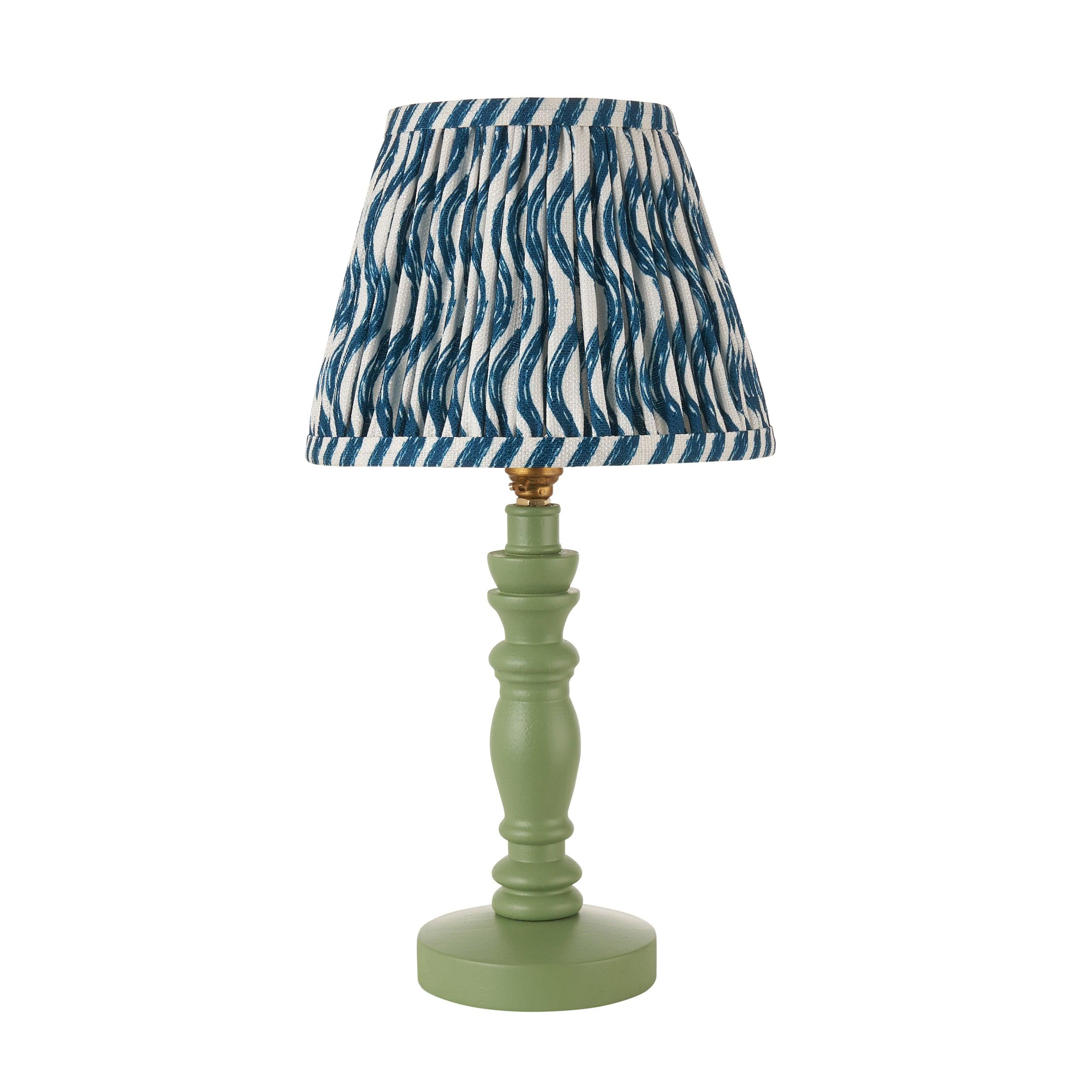 Bibury Green Table Lamp & Ripple 20cm Marlin Blue Shade