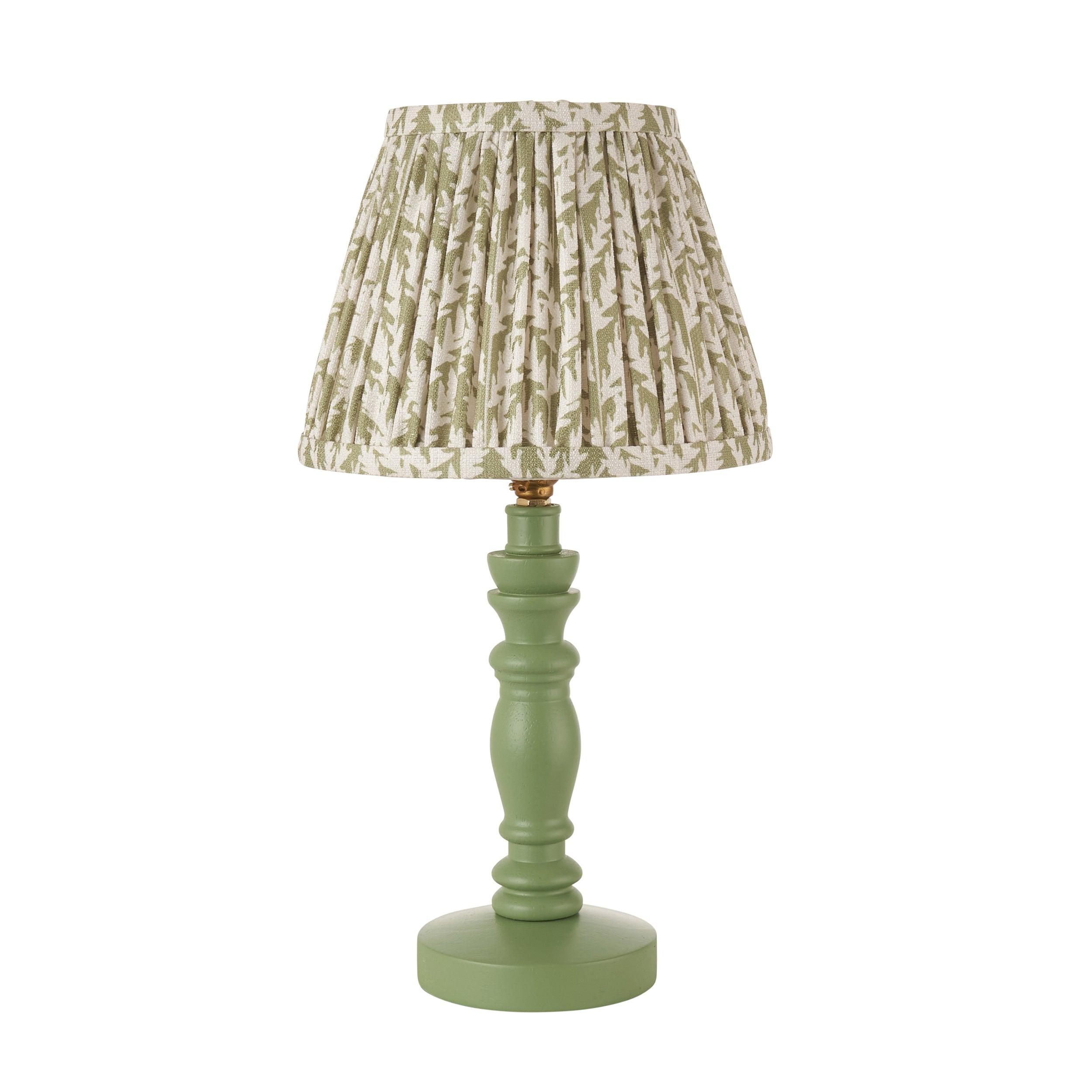 Bibury Green Table Lamp & Leaf 20cm Herb Garden Green Shade