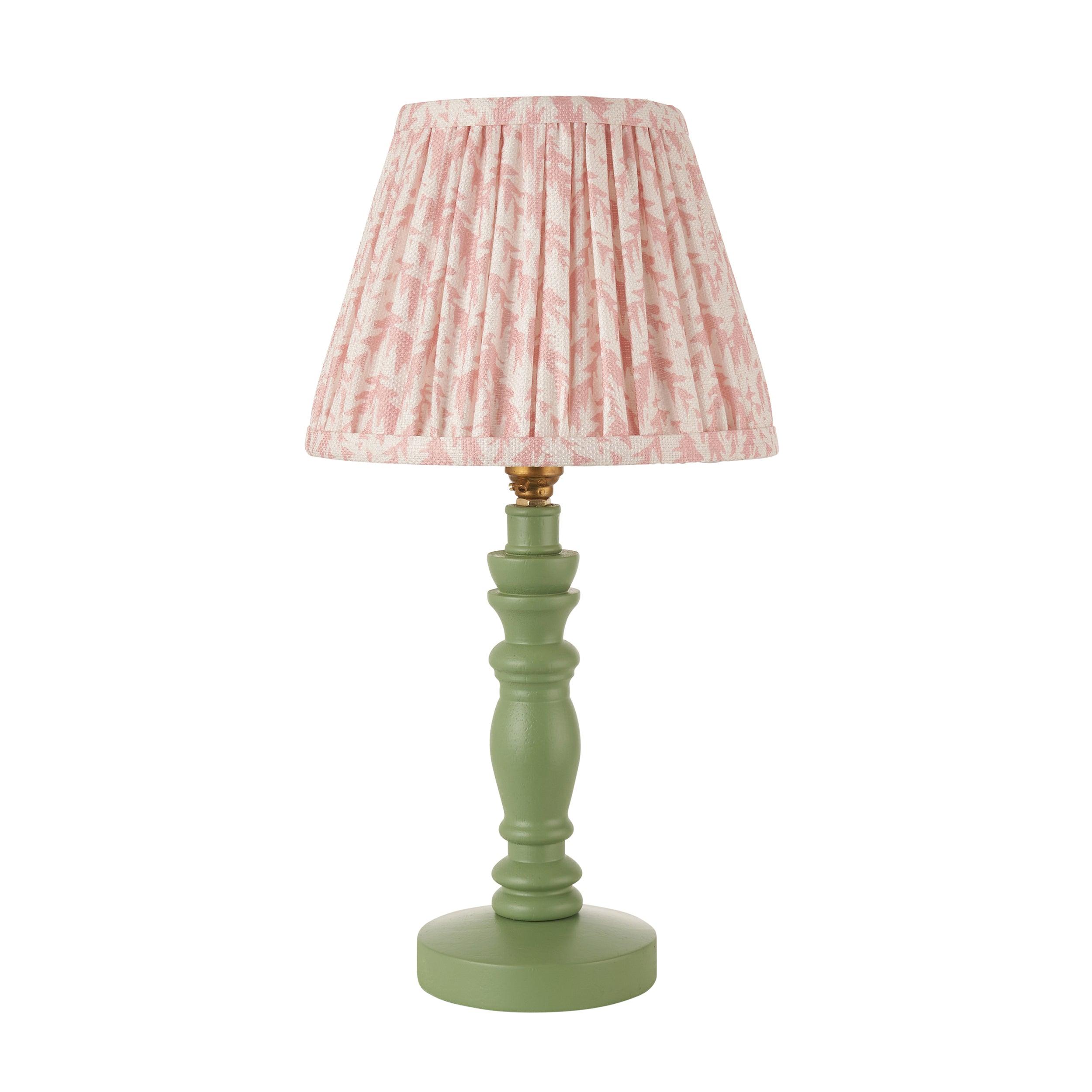 Bibury Green Table Lamp & Leaf 20cm Peachy Keen Shade