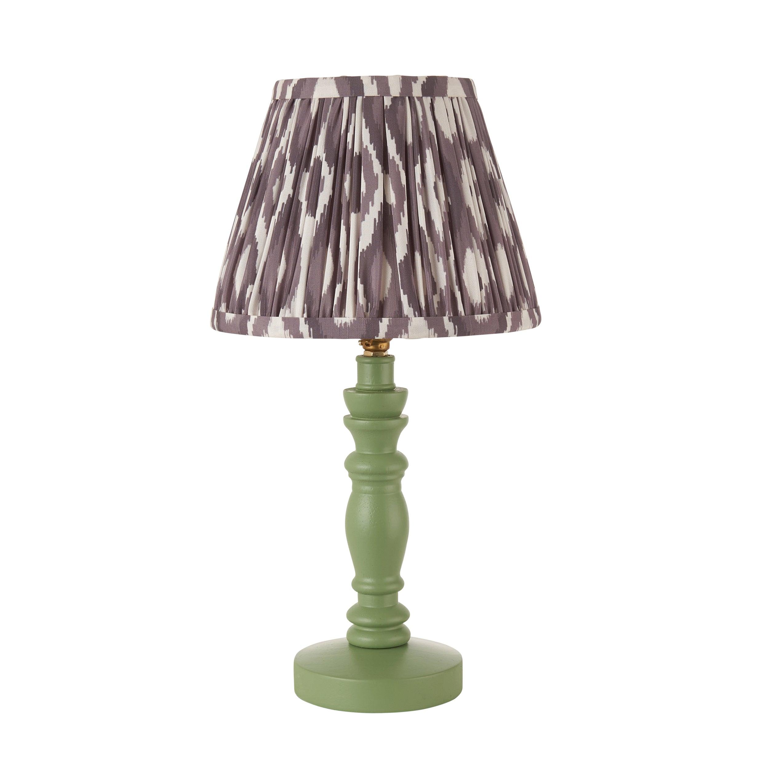 Bibury Green Table Lamp & Ikat 20cm Pearl Grey Shade