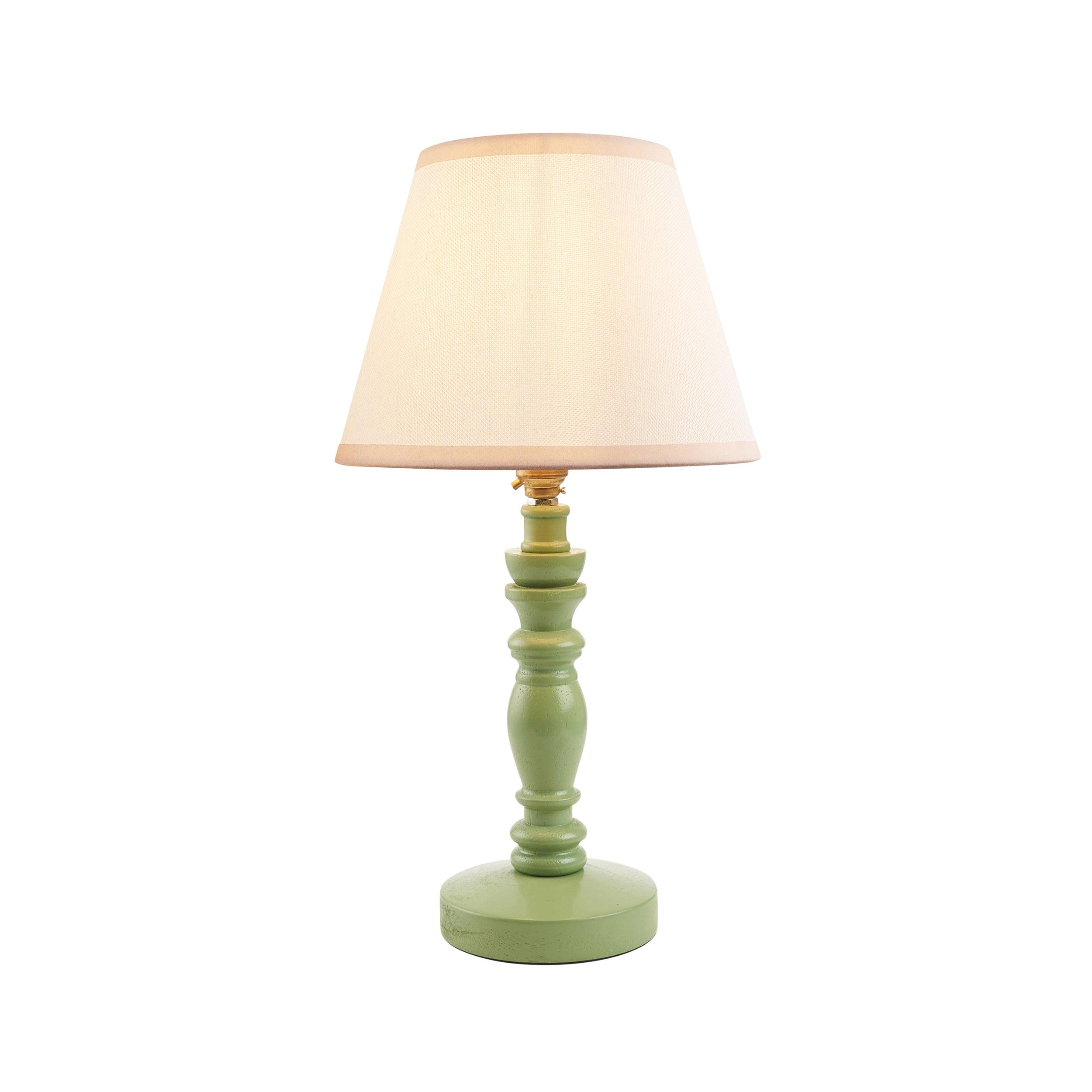 Bibury Green Table Lamp & Ivy 20cm Vintage White Shade