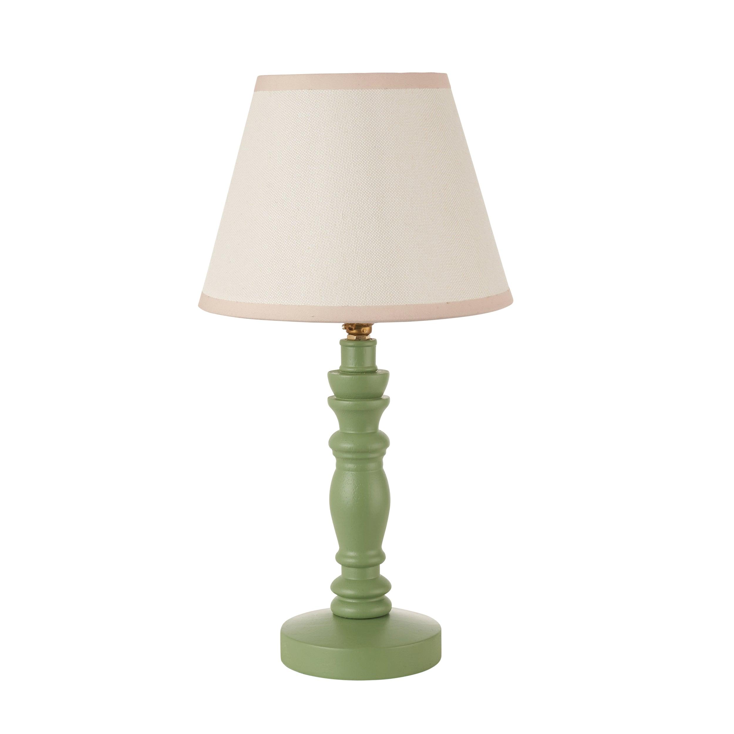 Bibury Green Table Lamp & Ivy 20cm Vintage White Shade