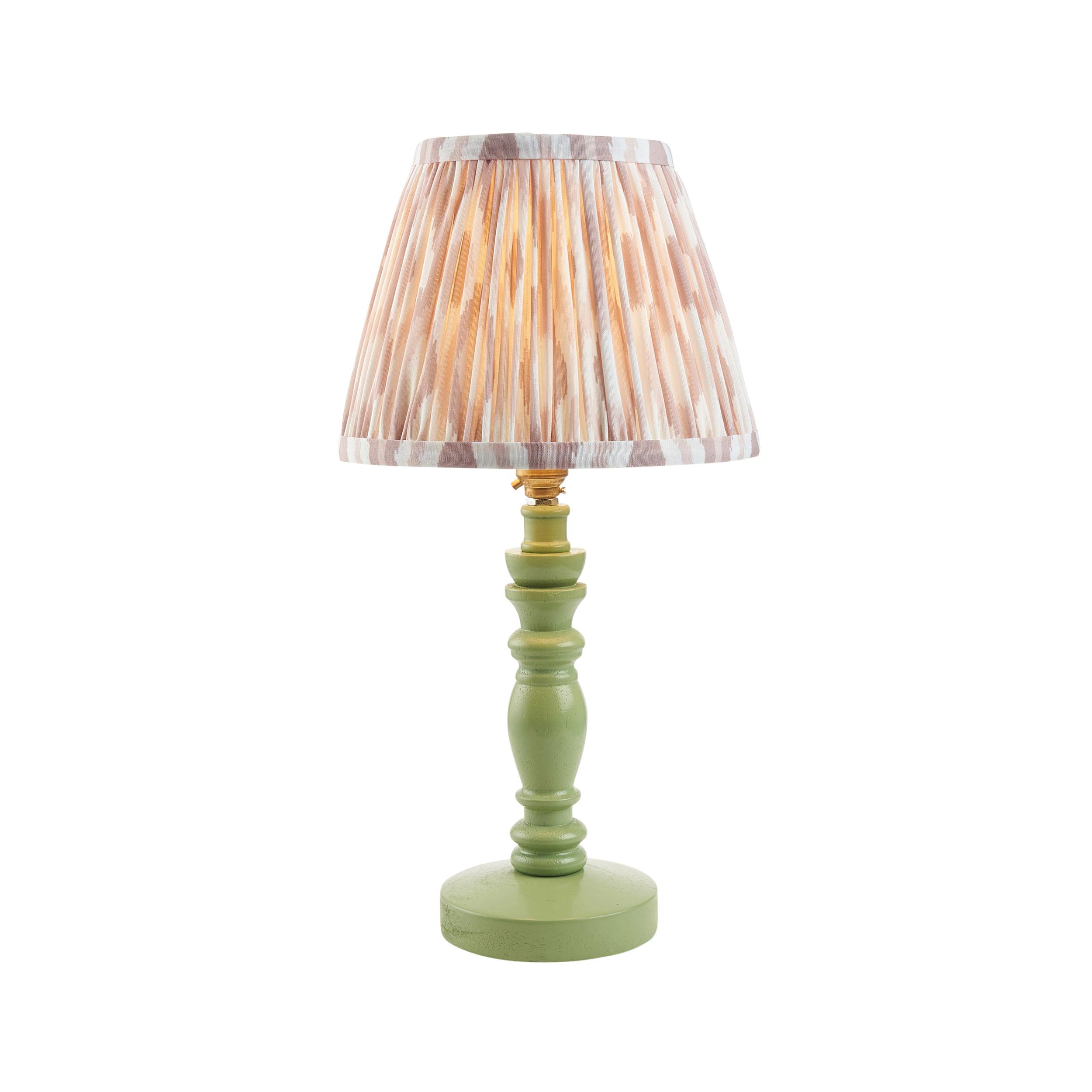Bibury Green Table Lamp & Ikat 20cm Neutral Shade