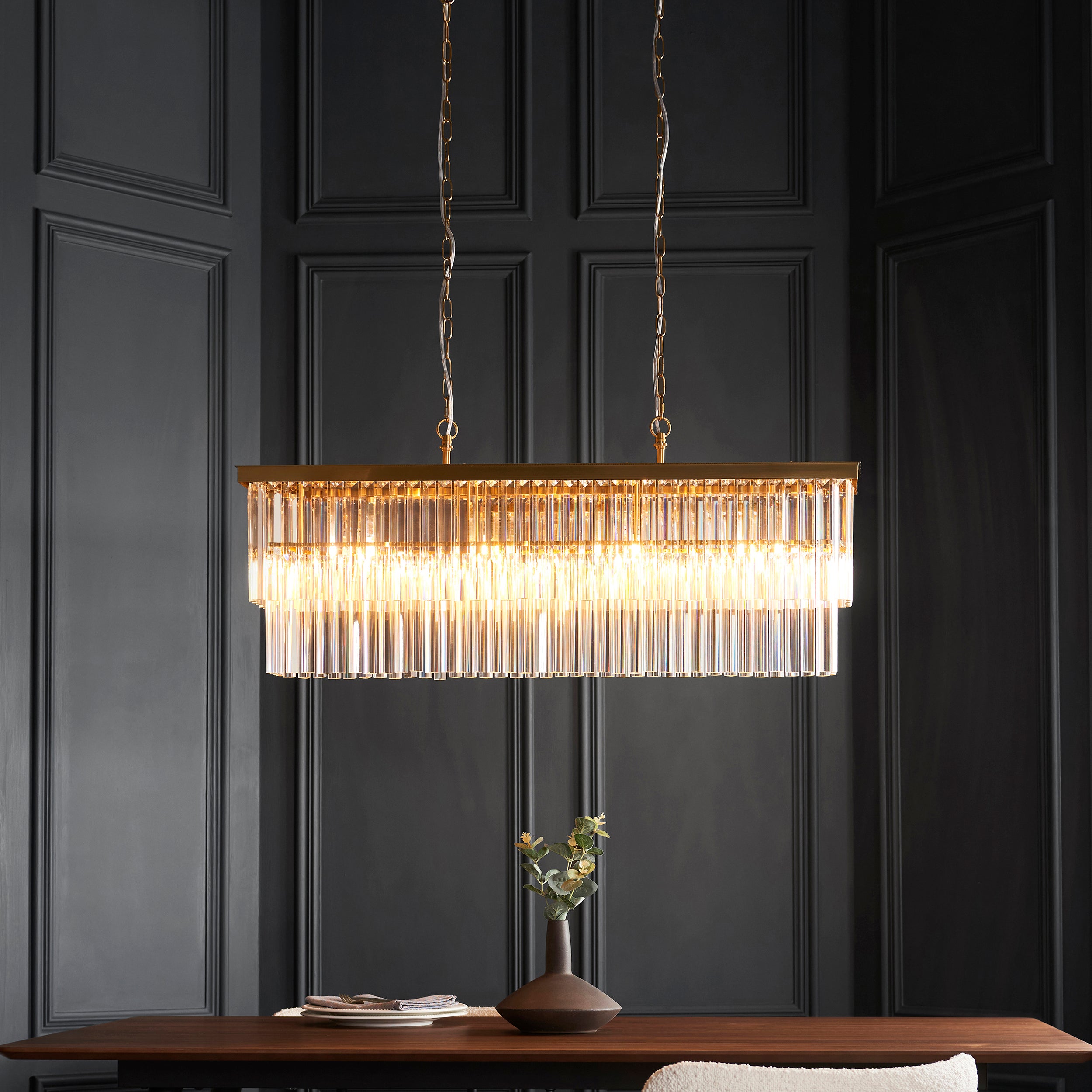 Conaston 4 Light Brass Linear Pendant - Clear Cut Glass