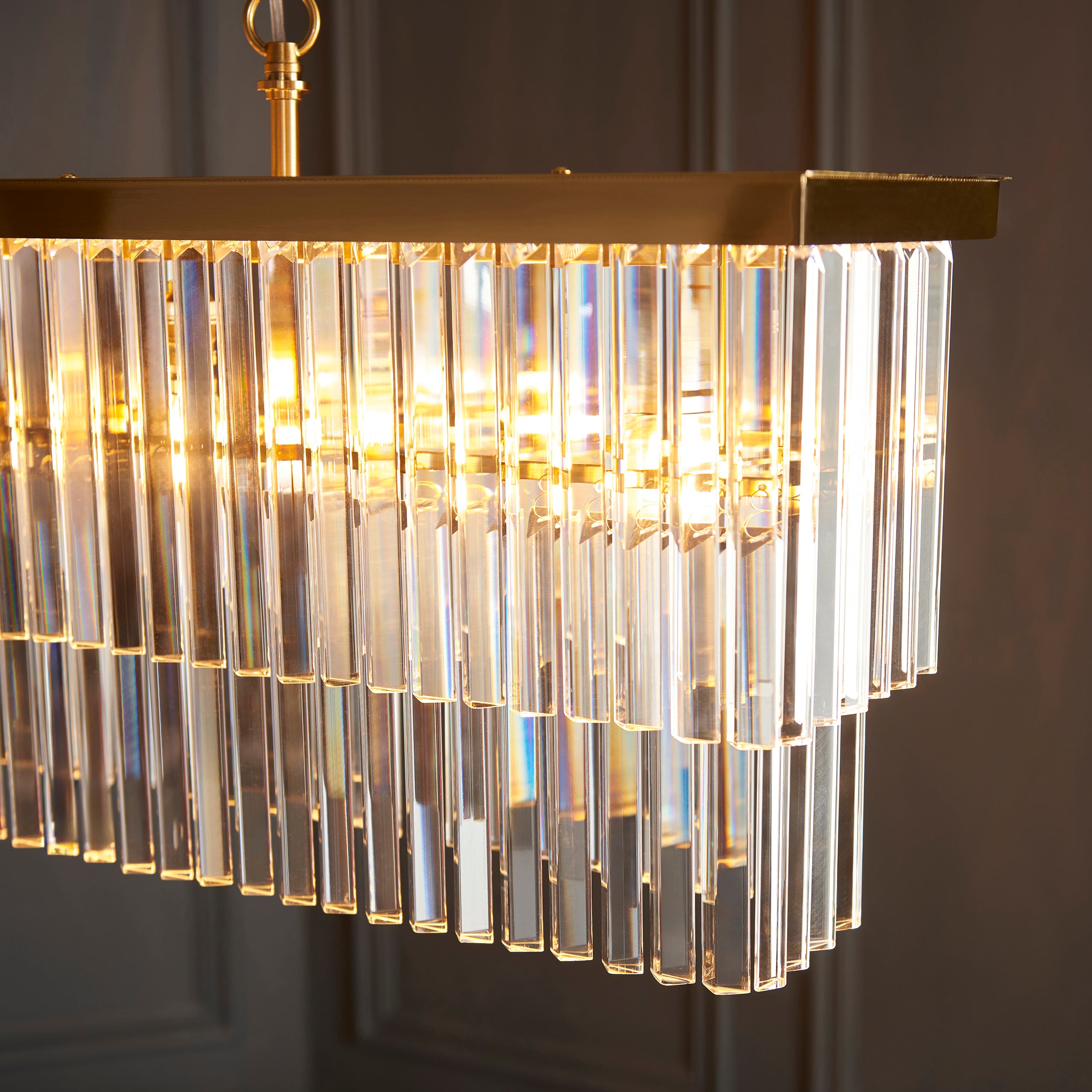 Conaston 4 Light Brass Linear Pendant - Clear Cut Glass