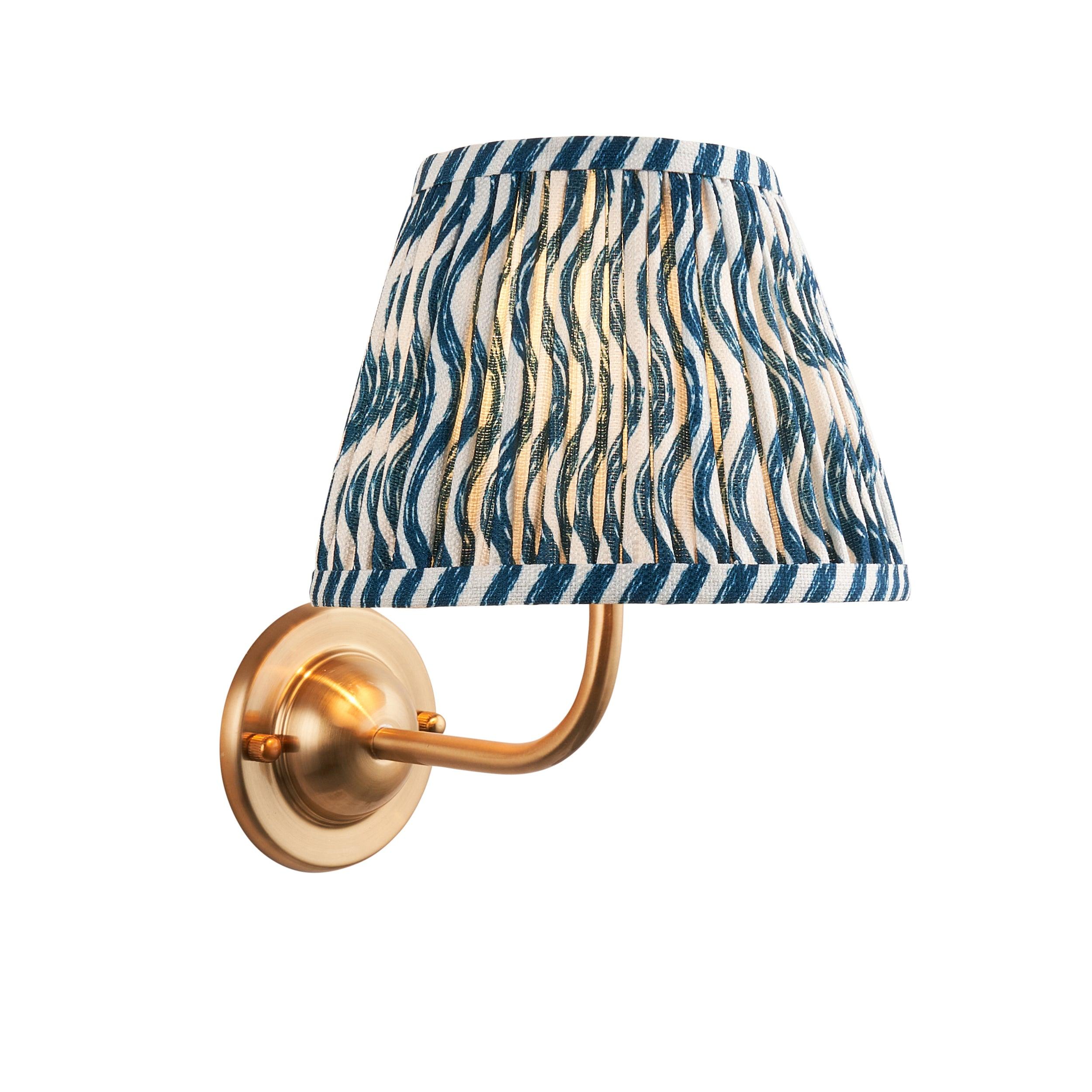 Dome Arc Brass Wall Light & Ripple 20cm Marlin Blue Shade