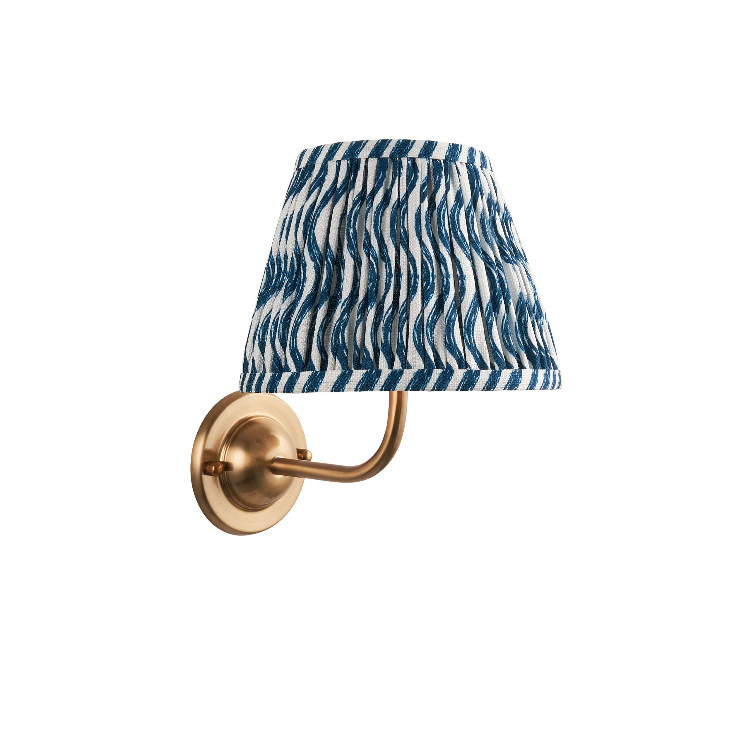 Dome Arc Brass Wall Light & Ripple 20cm Marlin Blue Shade