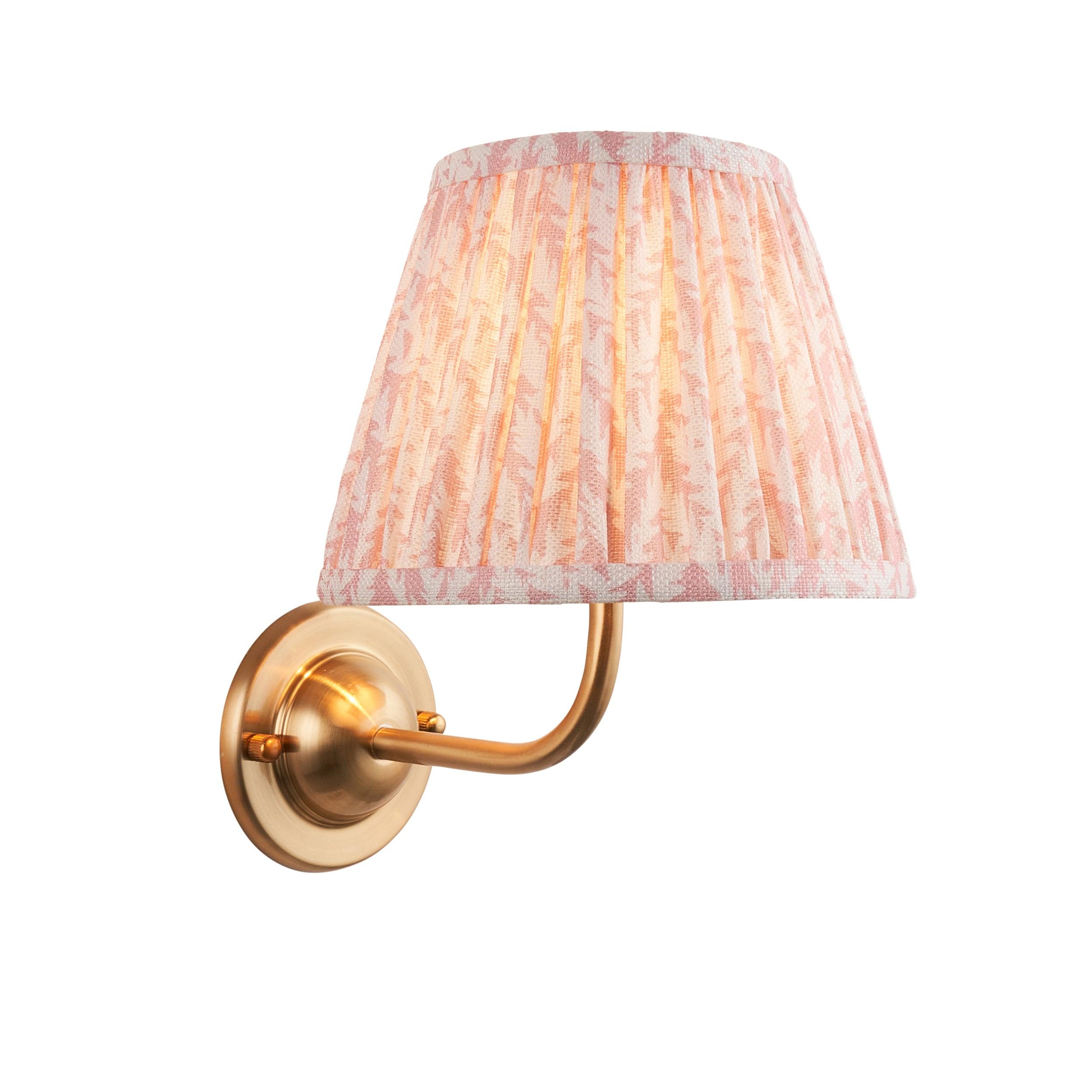 Dome Arc Brass Wall Light & Leaf 20cm Peachy keen Shade